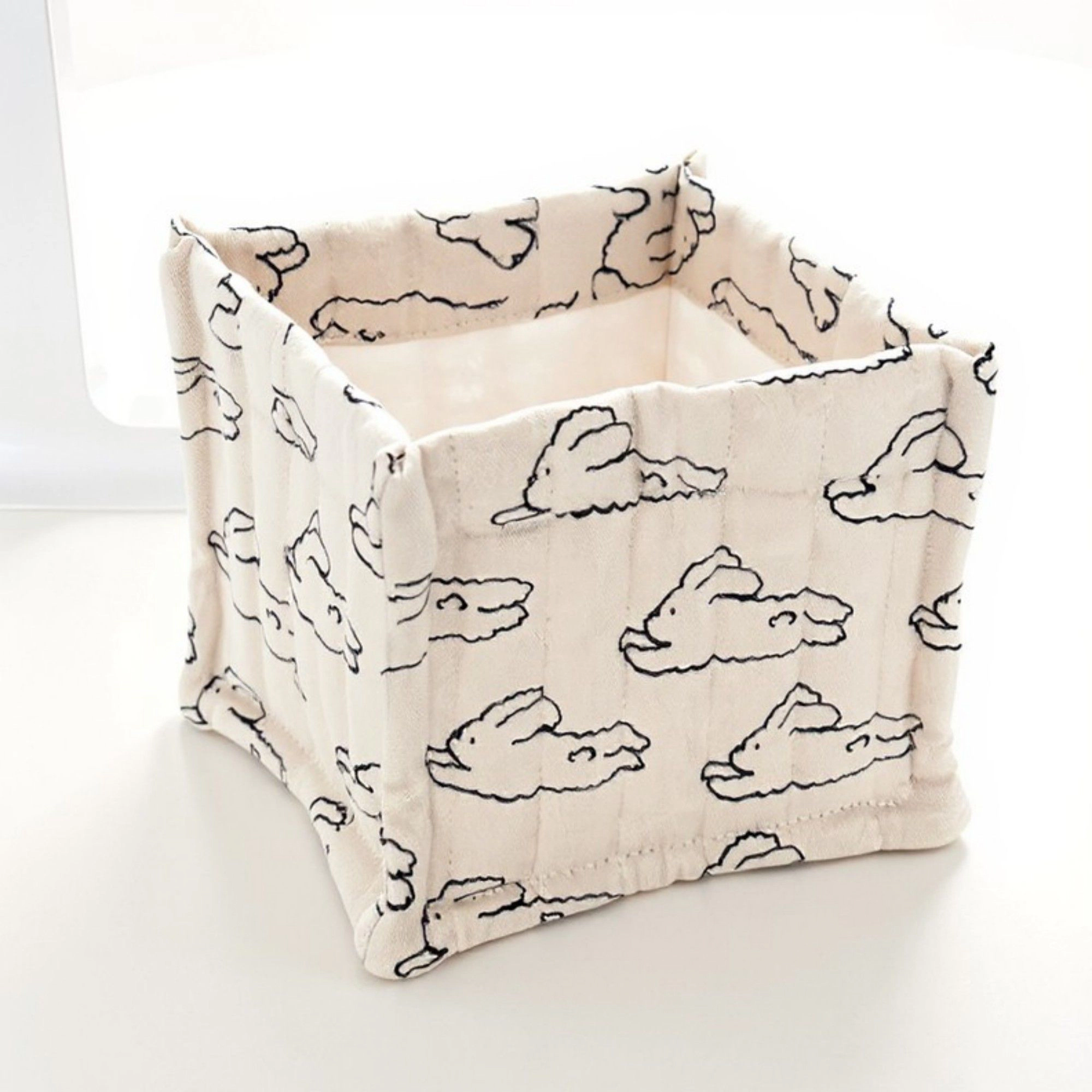 Alilang Women Square Fabric Storage Bin with Cartoon Animal Print and Soft Quilted Design 6.7x6.7x6in