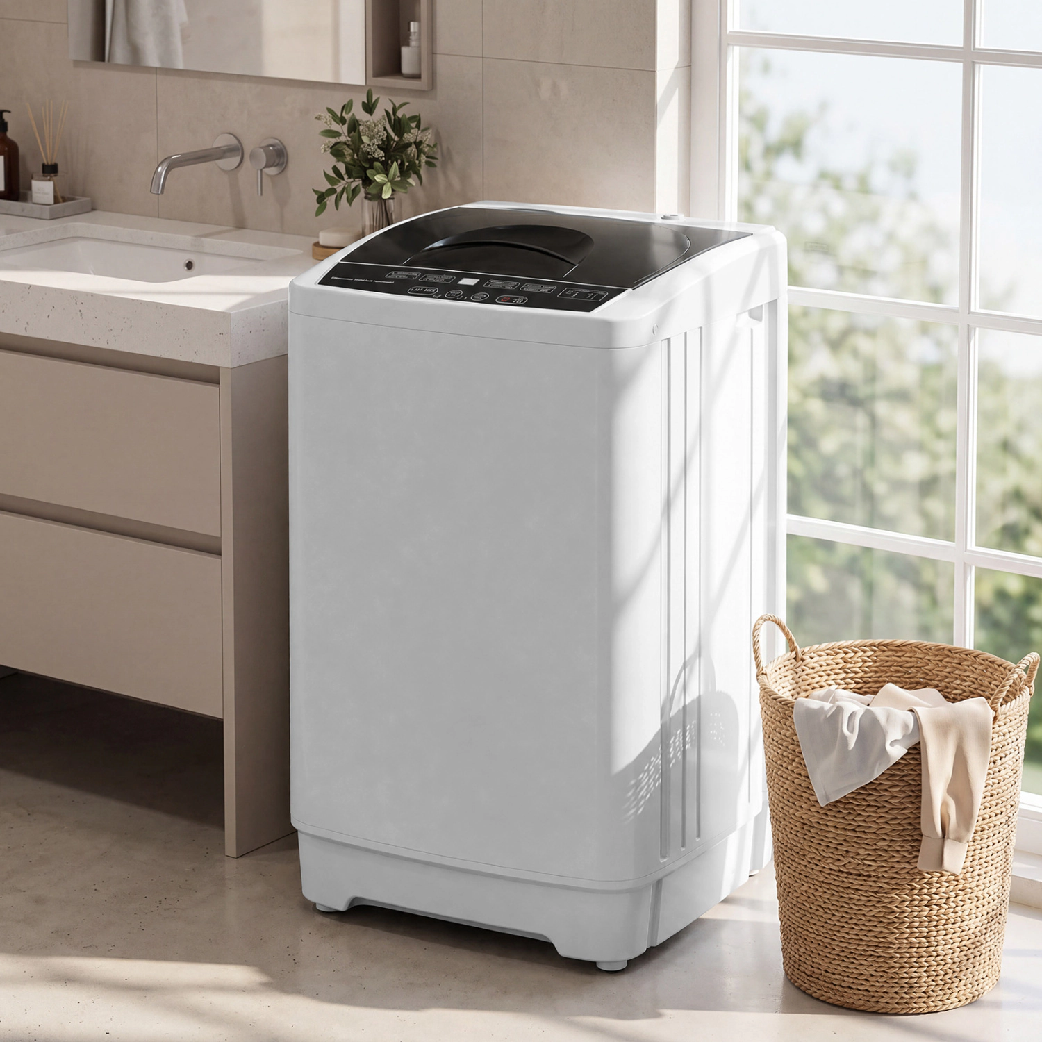 LJG 9.93 lbs Full Automatic Washing Machine with 8 Preset Programs
