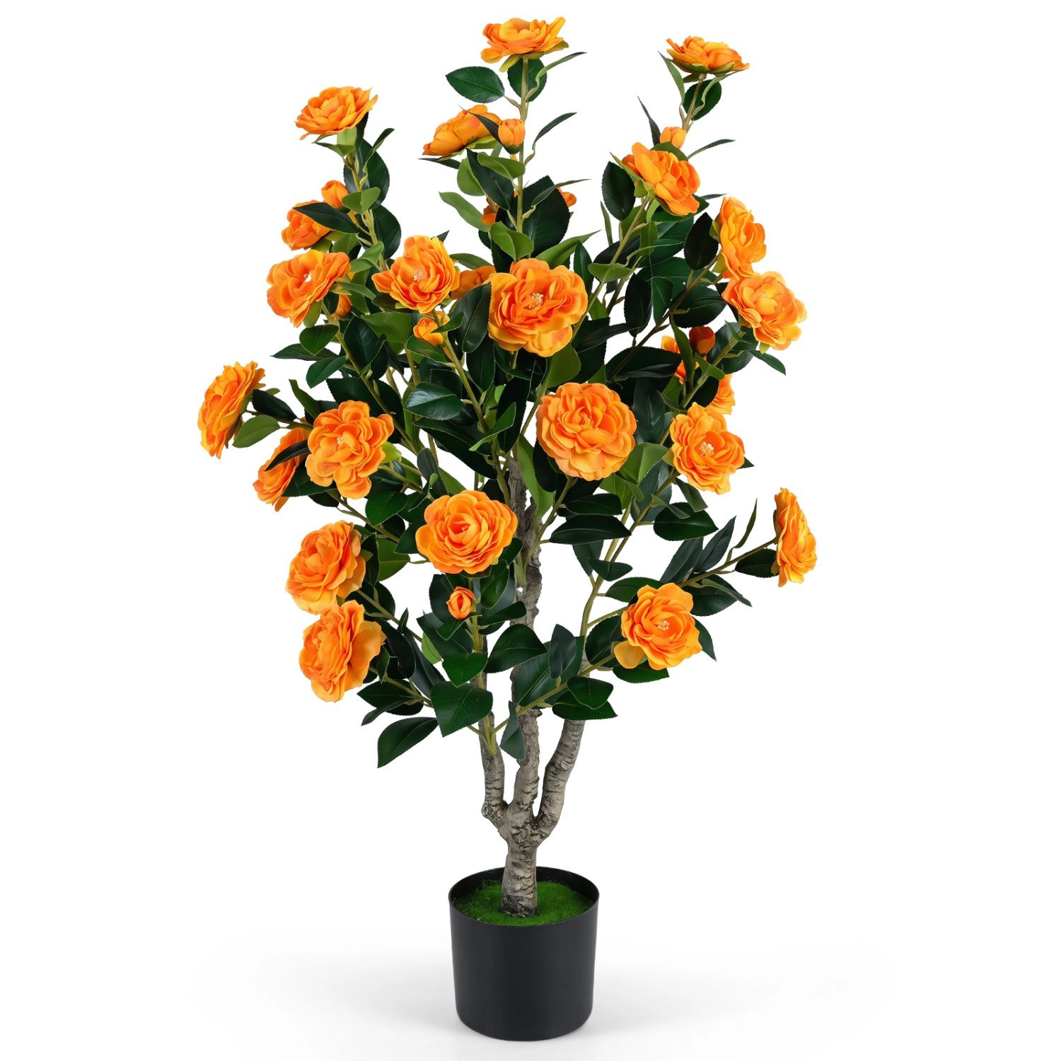 SlickBlue Artificial Camellia Tree with Colorful Flowers Pot
