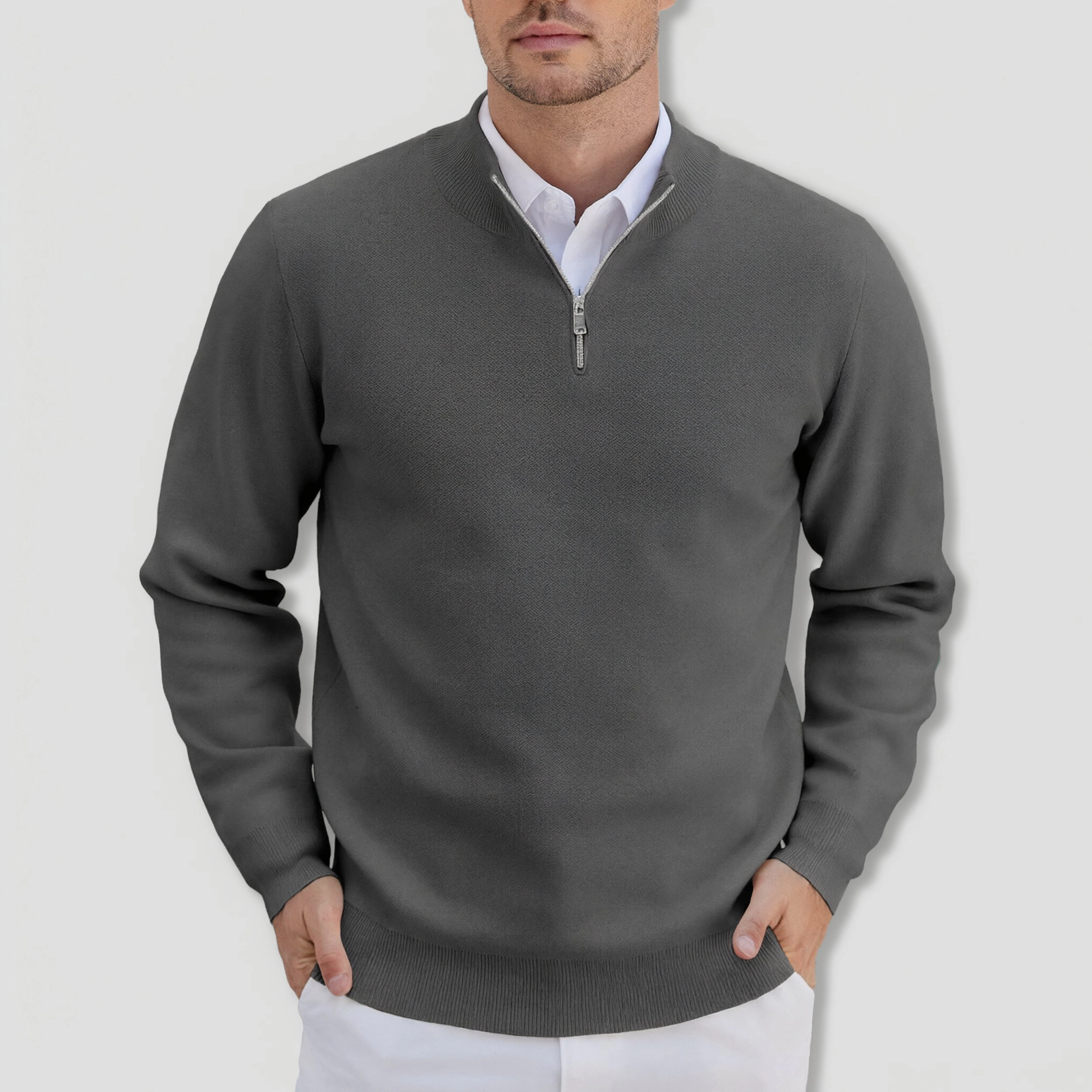 COOFANDY Men's Regular Fit Mock Neck Long Sleeve Quarter Zip Pullover Sweater