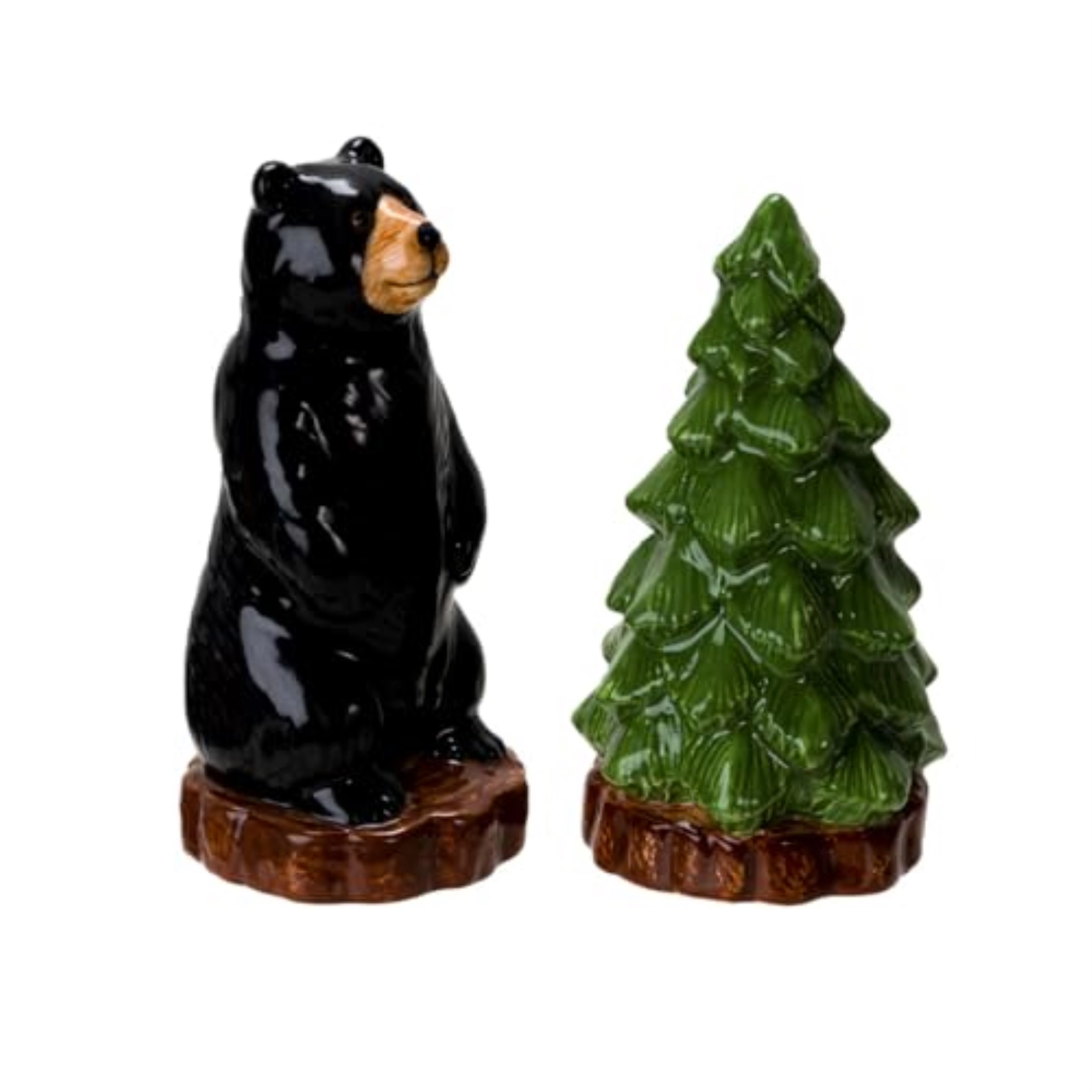 Pacific Giftware Forest Retreat Black Bear and Tree Ceramic Magnetic Salt and Pepper Shaker Set