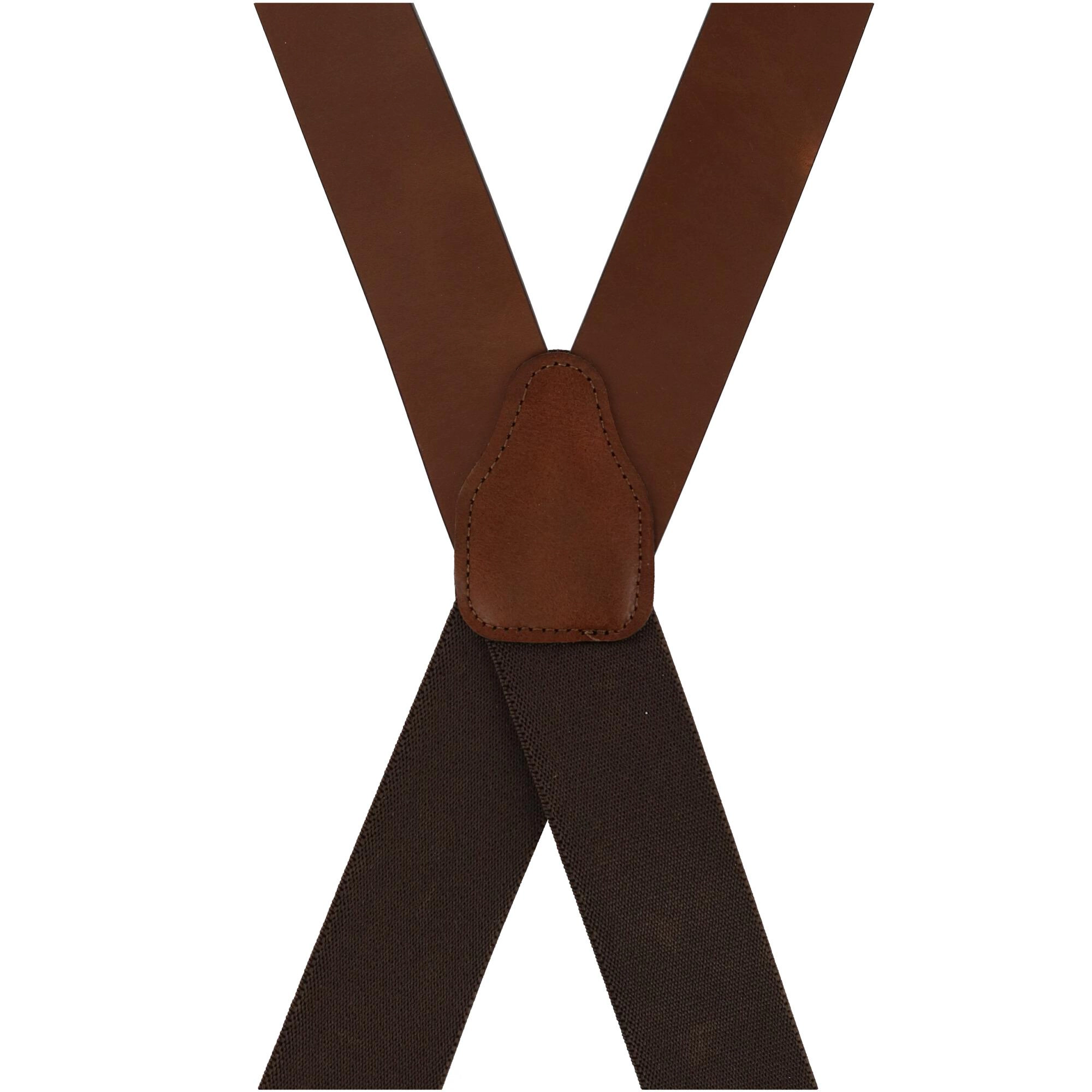 CTM® Men's Smooth Leather Wide Width Suspenders w Metal Swivel Hook Ends