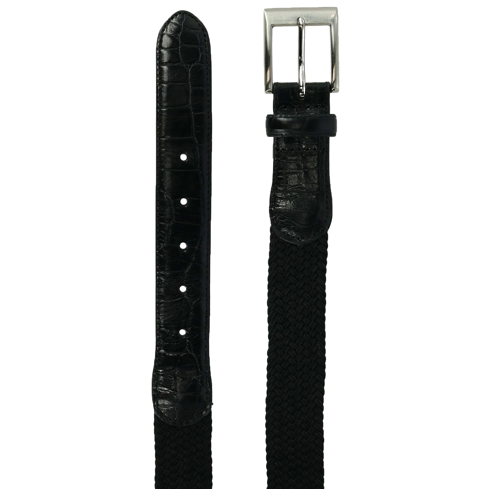 CTM Men's Big & Tall Braided Elastic Stretch Belt with Croc Print End Tabs