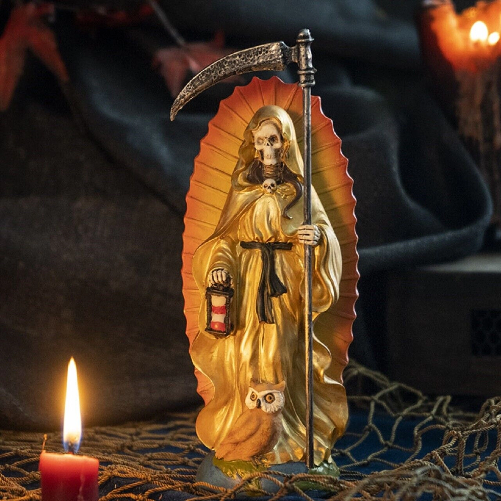 Pacific Giftware Santa Muerte Gold Gown Figurine Death 7 Inch