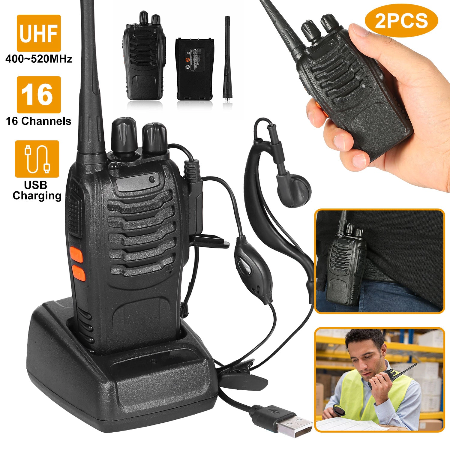 GBruno 2-Pack UHF Walkie Talkies