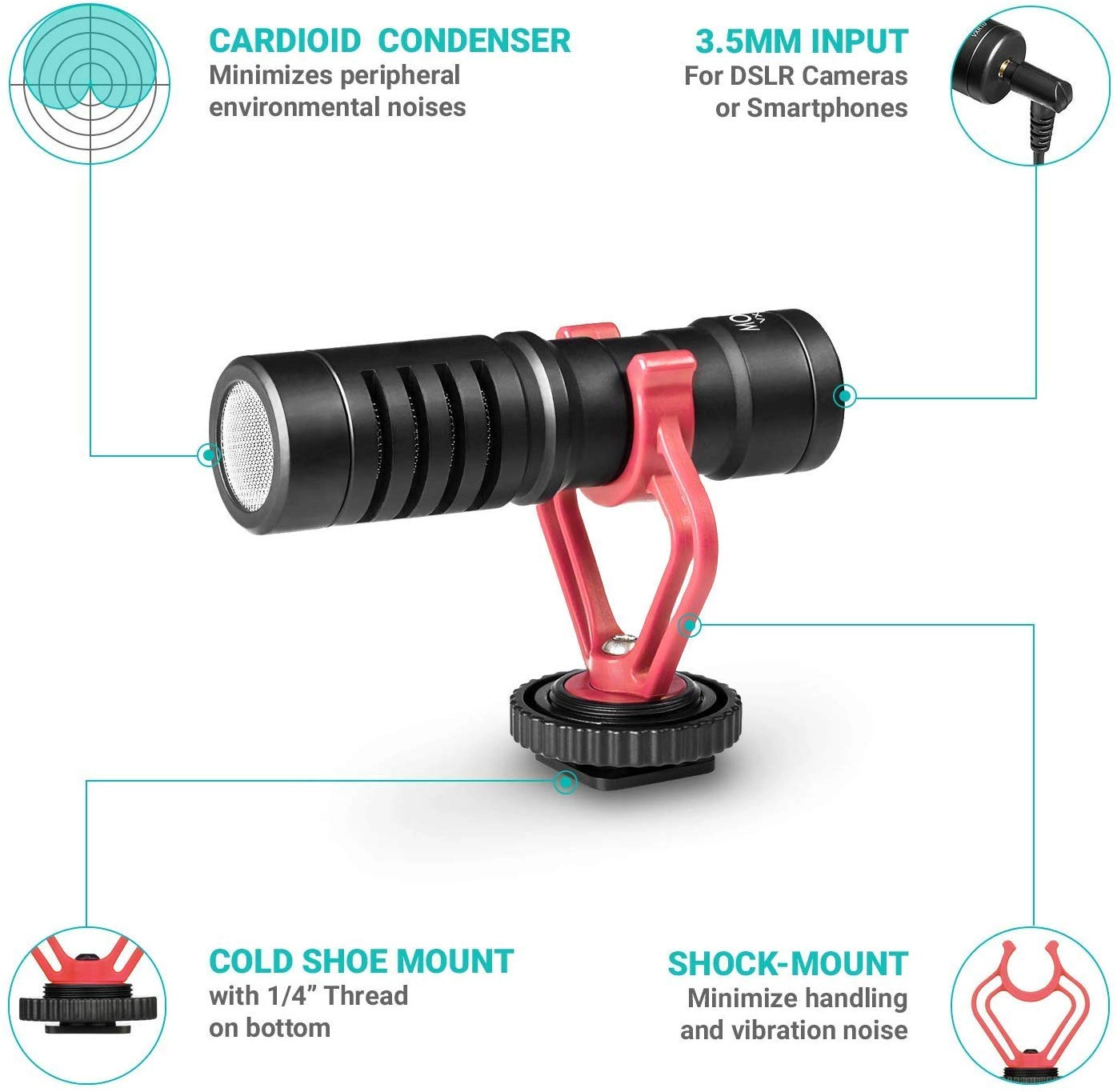 Movo VXR10 Universal Video Microphone with Lightning Adapter