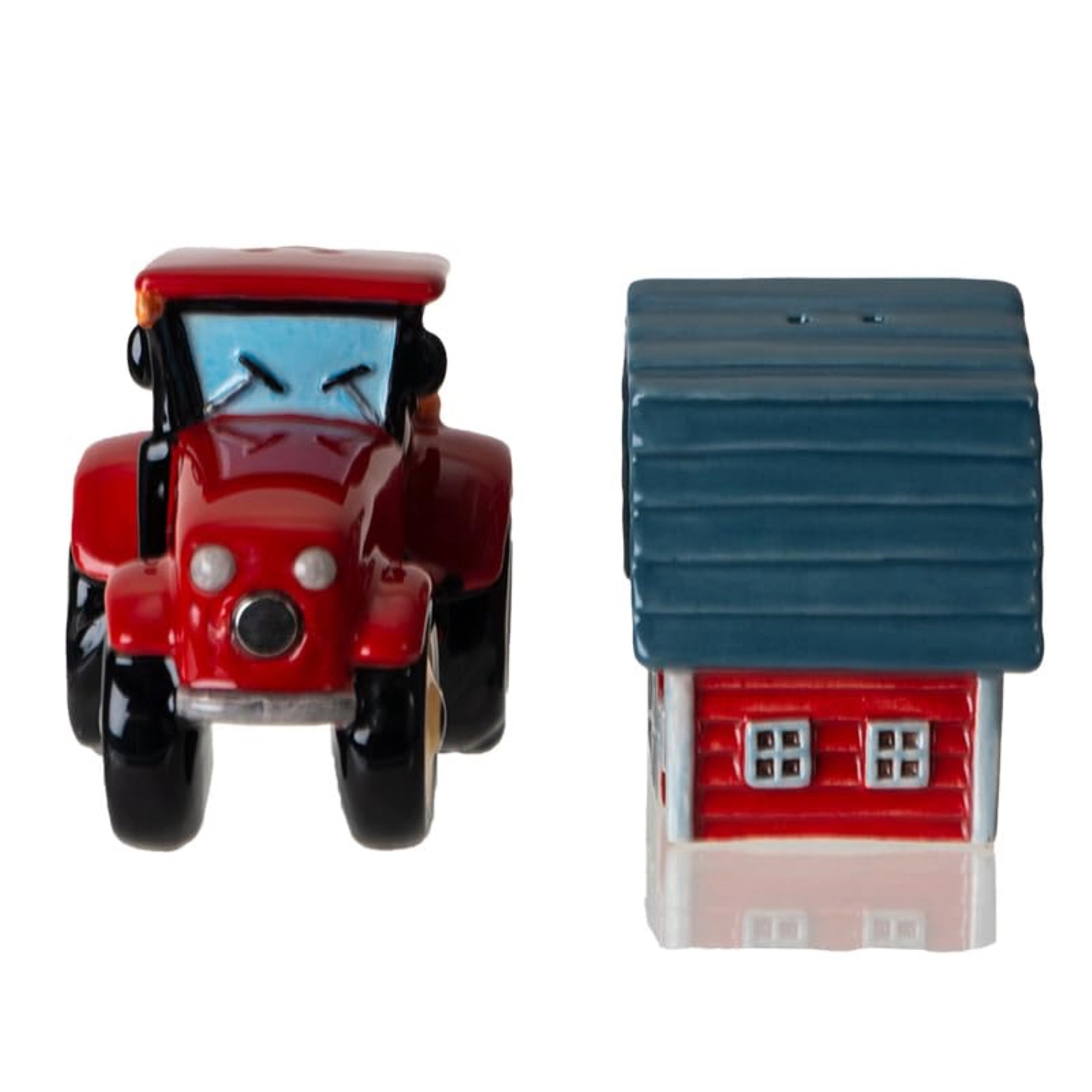 Pacific Giftware Red Tractor and Barn Country Kitchen Ceramic Magnetic Salt and Pepper Shaker Set