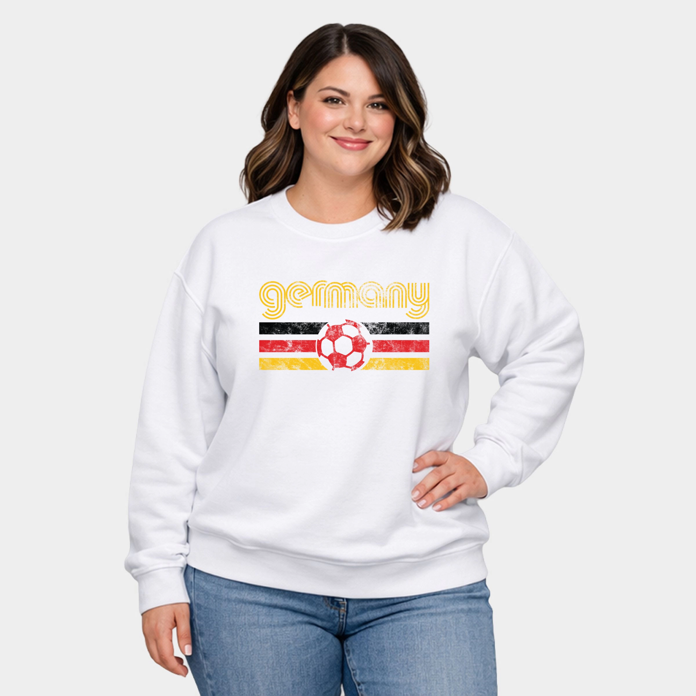 Simply Sage Market -  Women's Plus Sized Graphic Sweatshirt Germany Soccer Flag