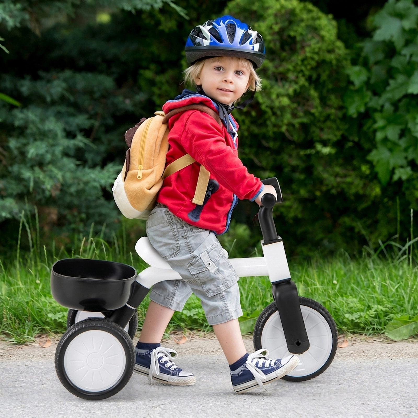 Convertible Toddler Tricycle and Balance Bike with 86-Degree Steering Limiter and Removable Pedals for Ages 2-4