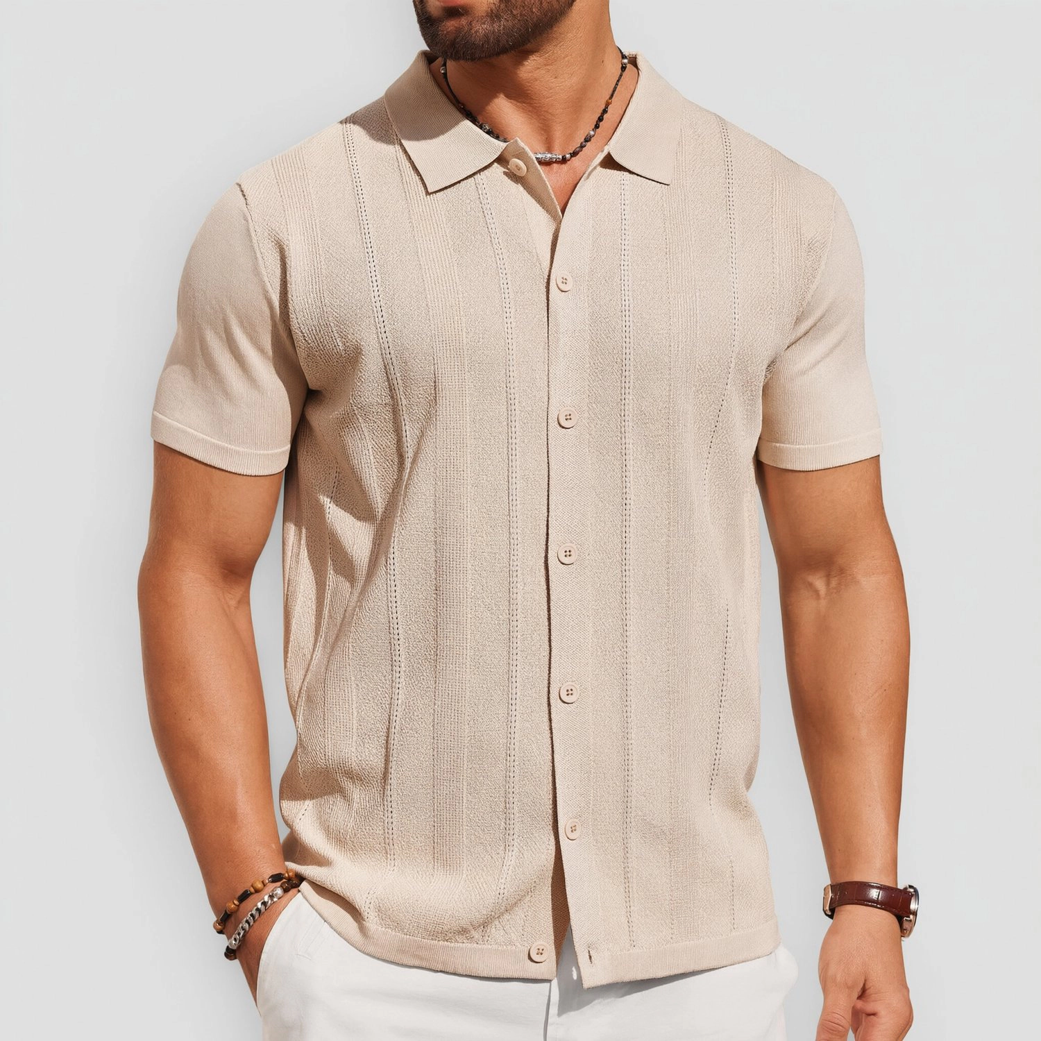 COOFANDY Mens Casual Short Sleeve Button Down Shirt Textured Collar  Tops