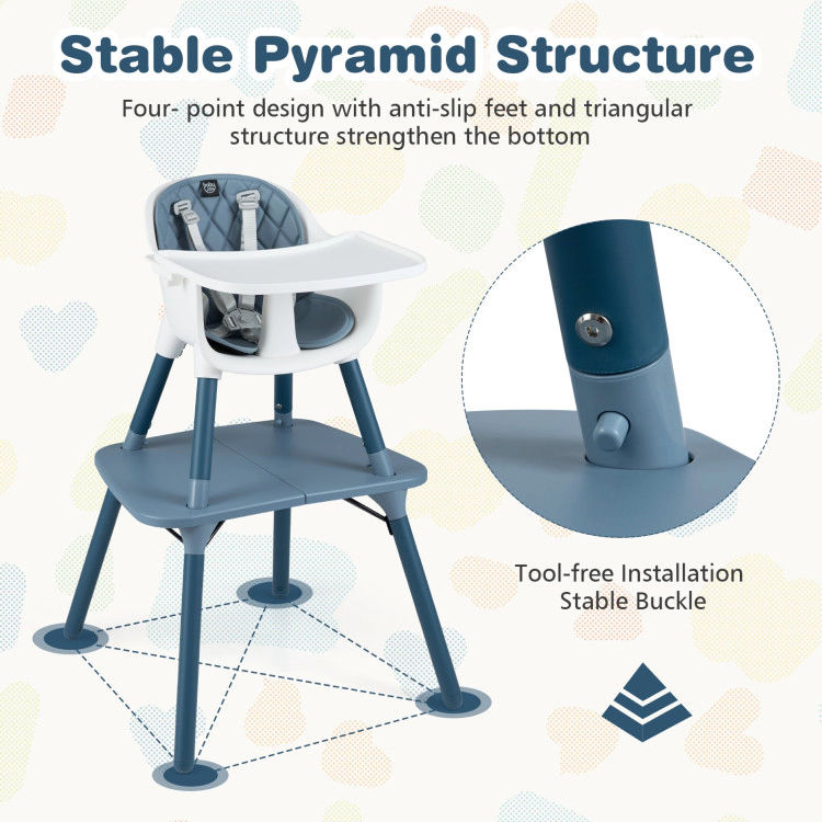 Hivvago 4-in-1 Baby Convertible Toddler Table Chair Set with PU Cushion
