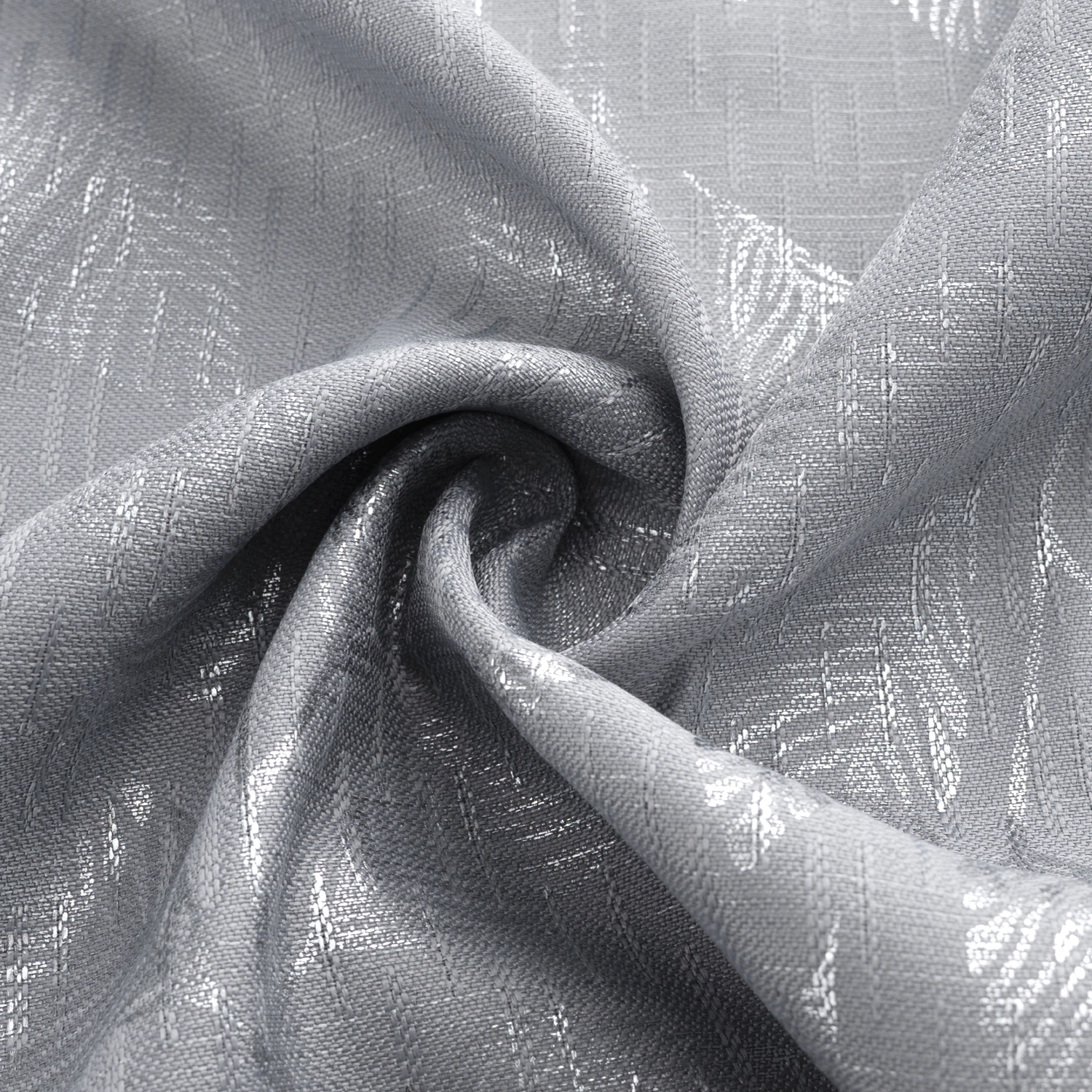 RT Designers Collection Bexley Foil Jacquard Polyester Window Curtain Grommet Panel 52" x 84" Grey