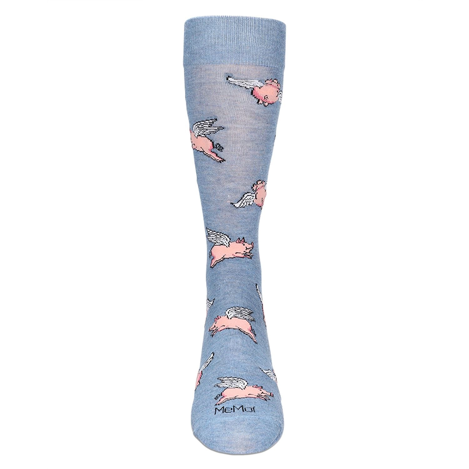 Memoi Men's Flying Pigs Bamboo Crew Socks