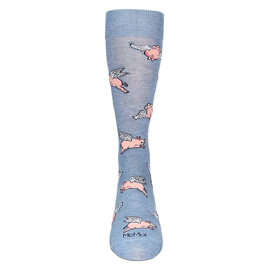 Memoi Men's Flying Pigs Bamboo Crew Socks
