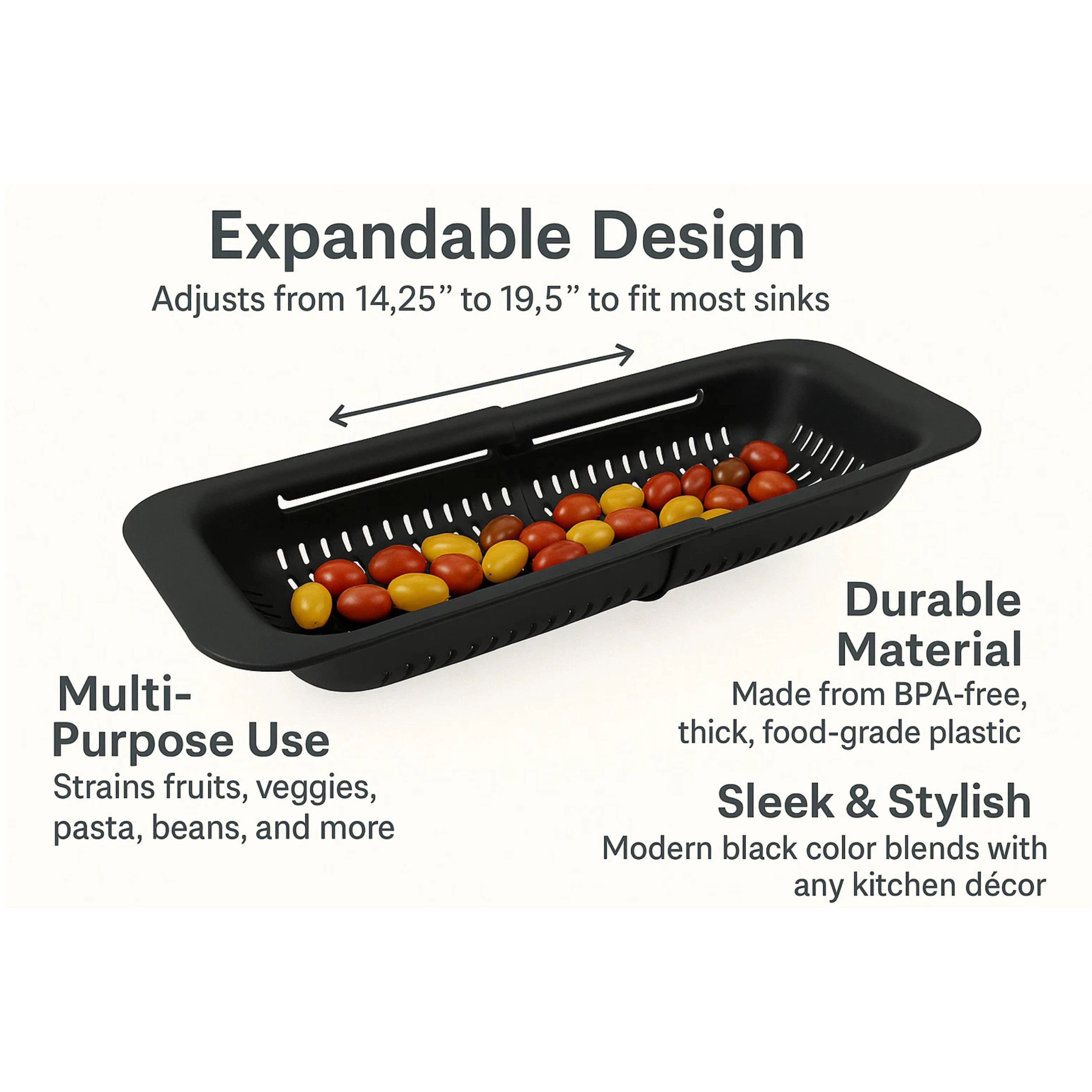Home Collection Extendable Over-the-Sink Plastic Colander