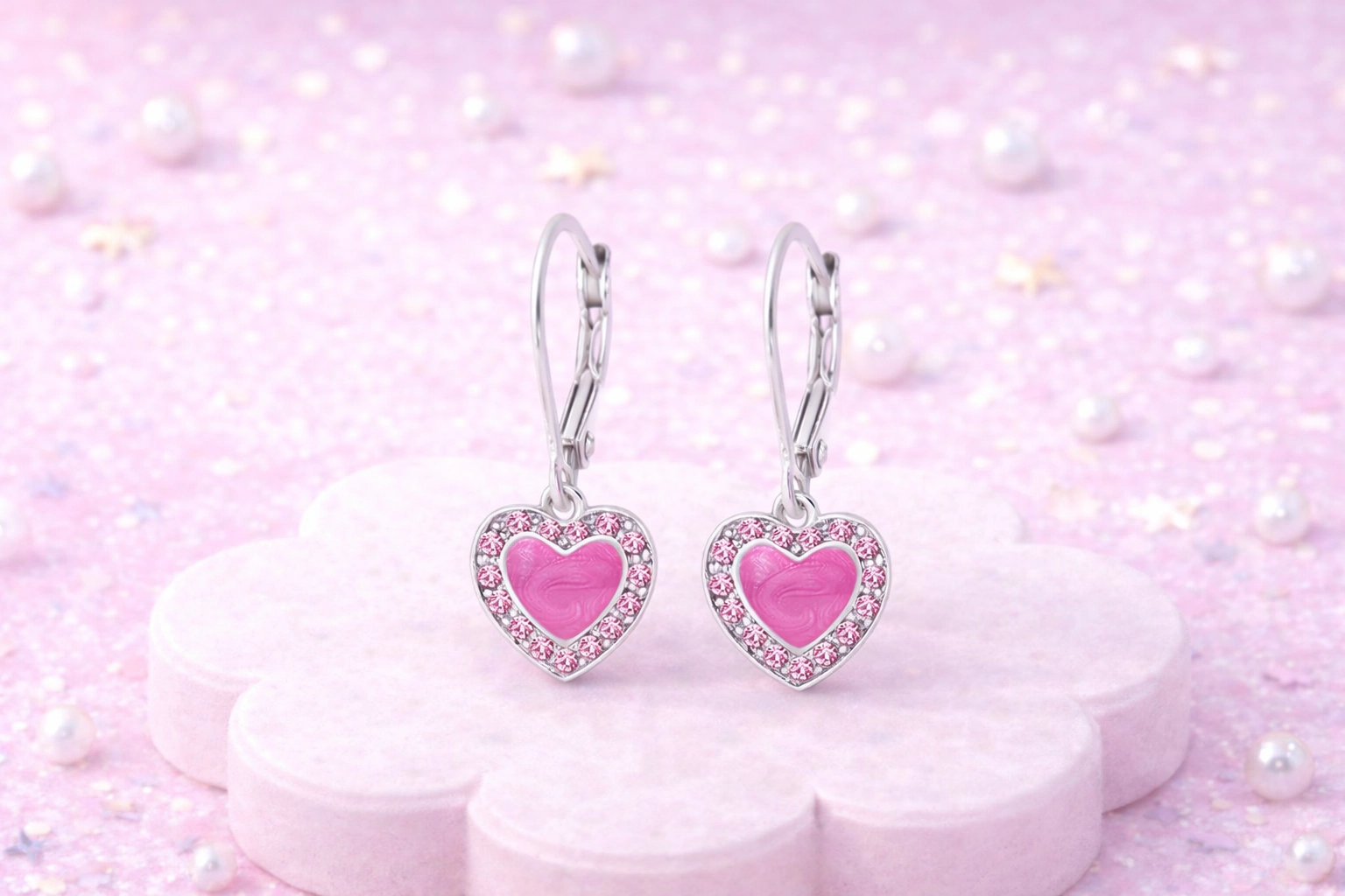 CHANTEUR Kids Silver-Plated Heart Leverback Earrings - Sterling Silver Closure
