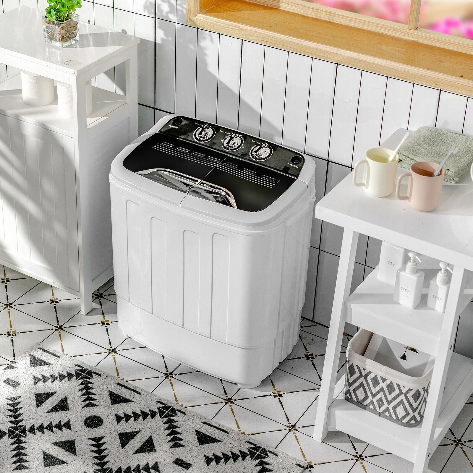 SlickBlue Portable Twin Tub Washer and Spin Dryer, 8 lbs