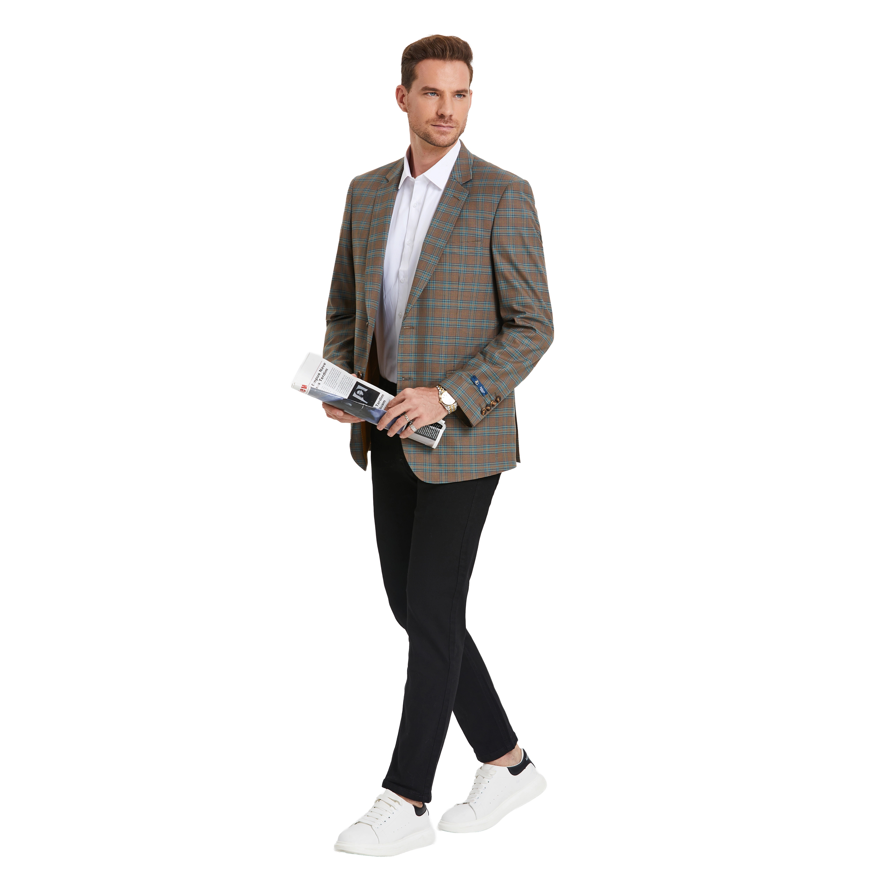 Zegarie Mens Regular Fit Plaid Sport Coat