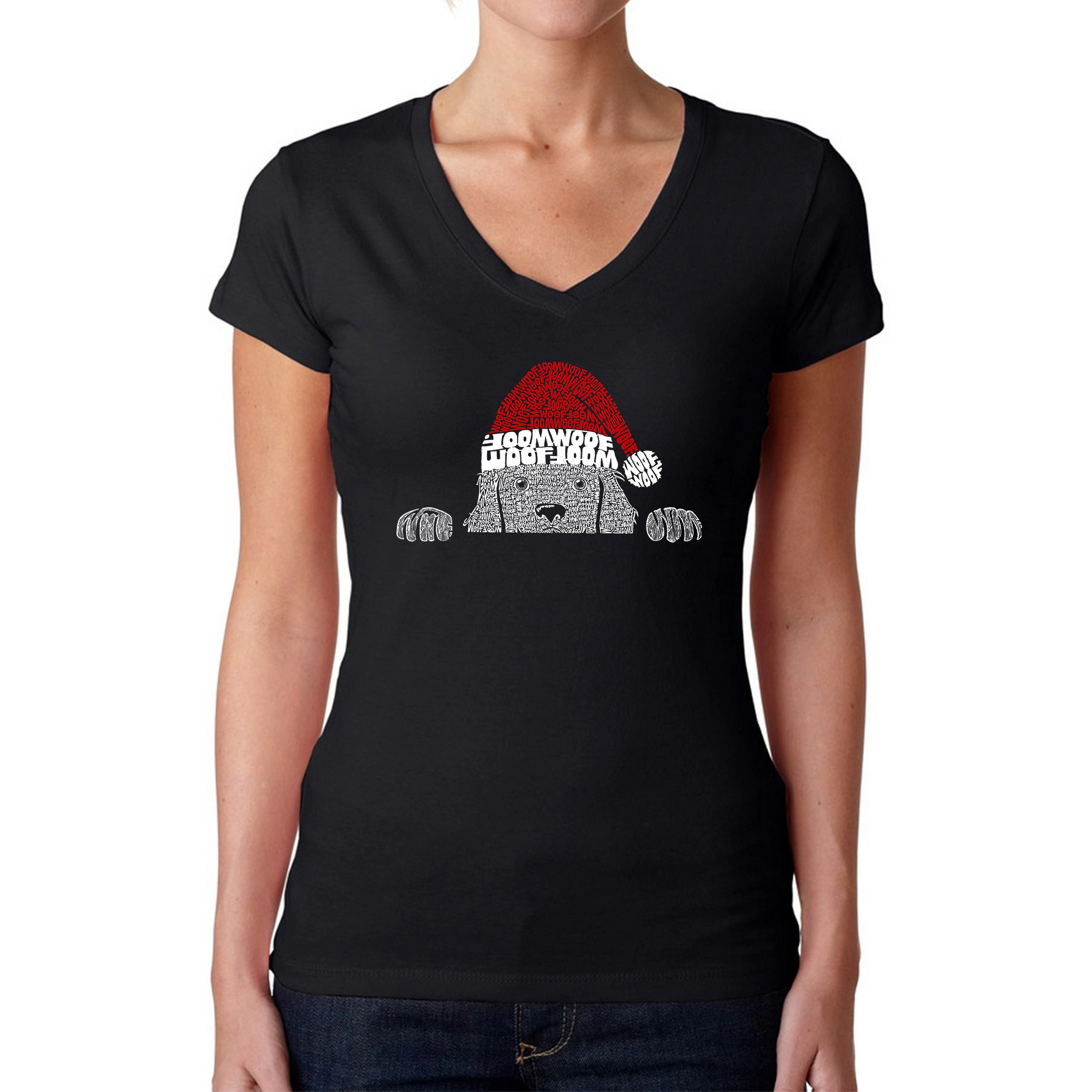 LA Pop Art Womens Word V-Neck T-Shirt