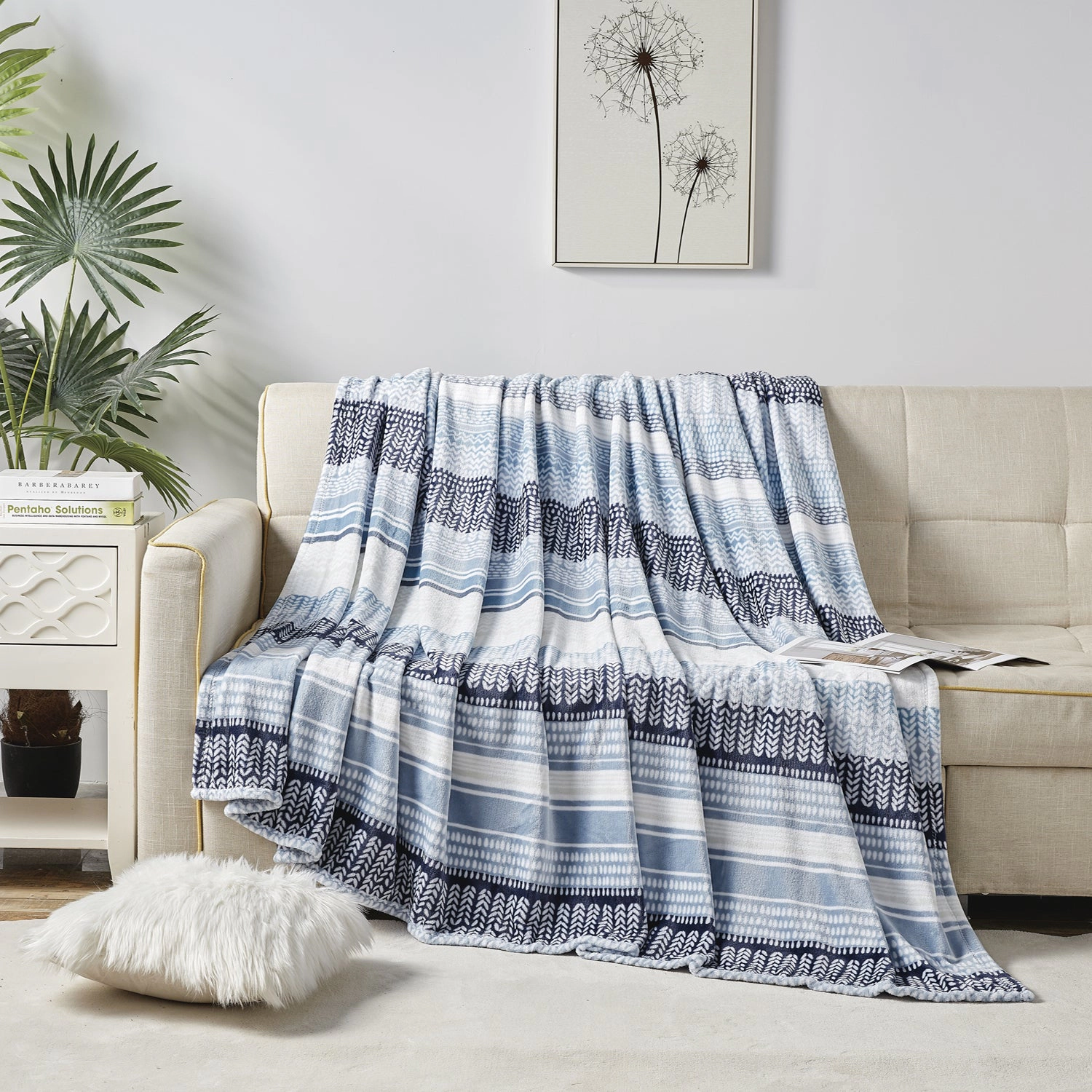 Plazatex Anissa Micro Plush 100% Polyester Soft Lightweight Throw Blanket 50" x 60" Blue