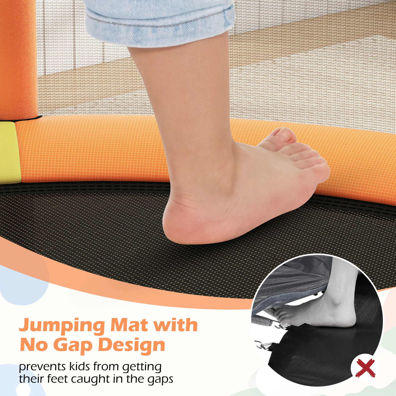 SUGIFT 55-in Kids Trampoline with 6 Play Modes Gym Bar Basketball Hoop Hammock and Accessories 440-lb Capacity Ages 3-6