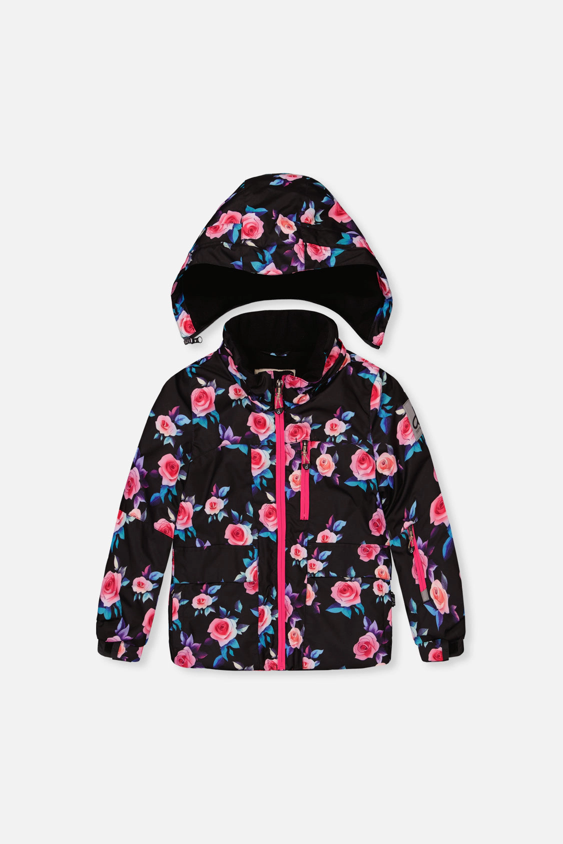 Deux par Girls Rose Print Two Piece Play Snowsuit with Hooded Jacket and Snow Pants