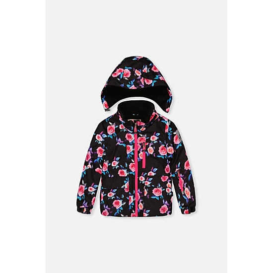 Deux par Deux Girls Rose Print Two Piece Play Snowsuit with Hooded Jacket and Snow Pants