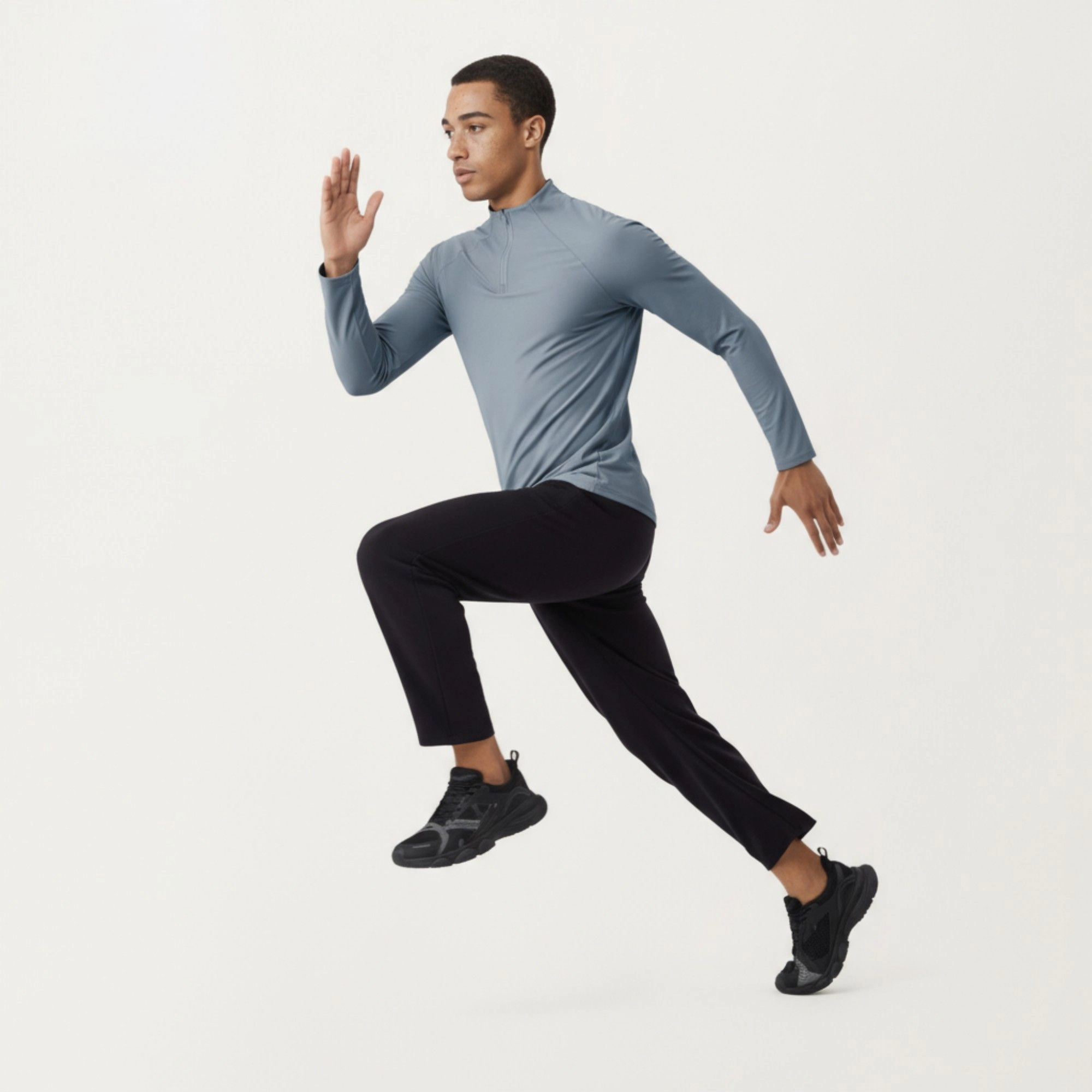 Anna-Kaci Men's Long Sleeve Quarter-Zip Athletic Top with Mock Neck and Stretch Performance Fabric