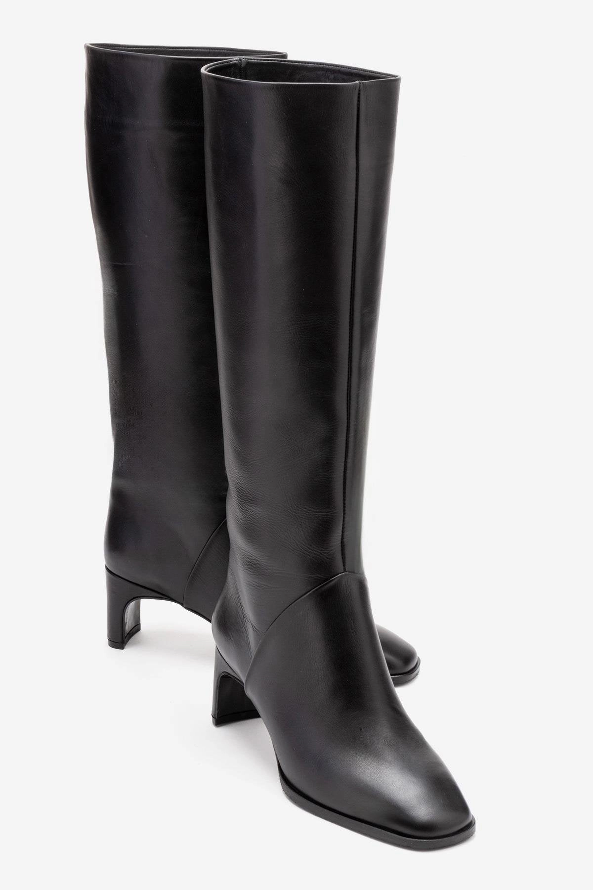Forever & Always Womens Taly Leather Block Heel Knee High Boots