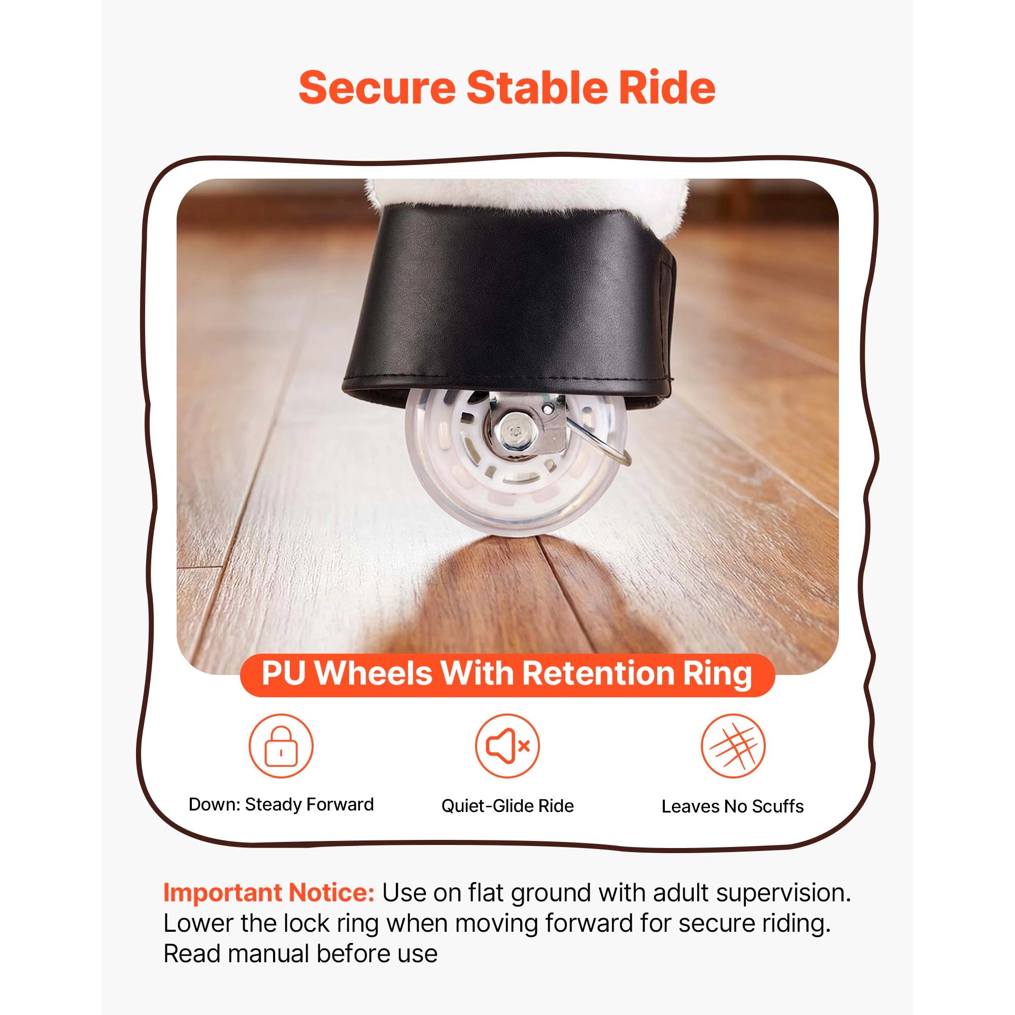 HONGGE Ride On Horse Riding Toys for Kids, No Battery Required, Smooth Wheels, Max Load Capacity for Ages