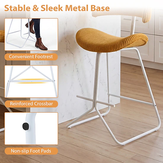 Glintex 2-Piece 25-Inch Armless Counter Stool Set with Corduroy Open ...