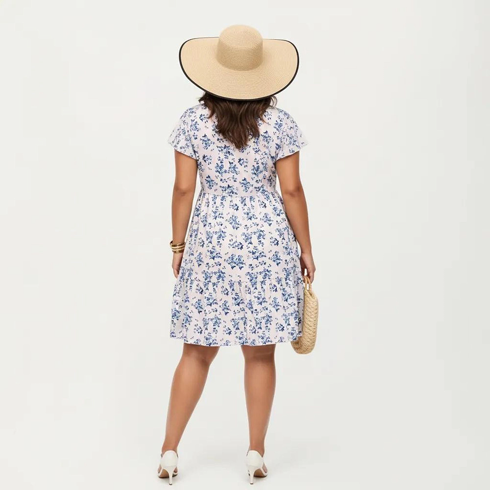 Anna-Kaci Womens Plus Floral Print Tiered Knee-Length Dress