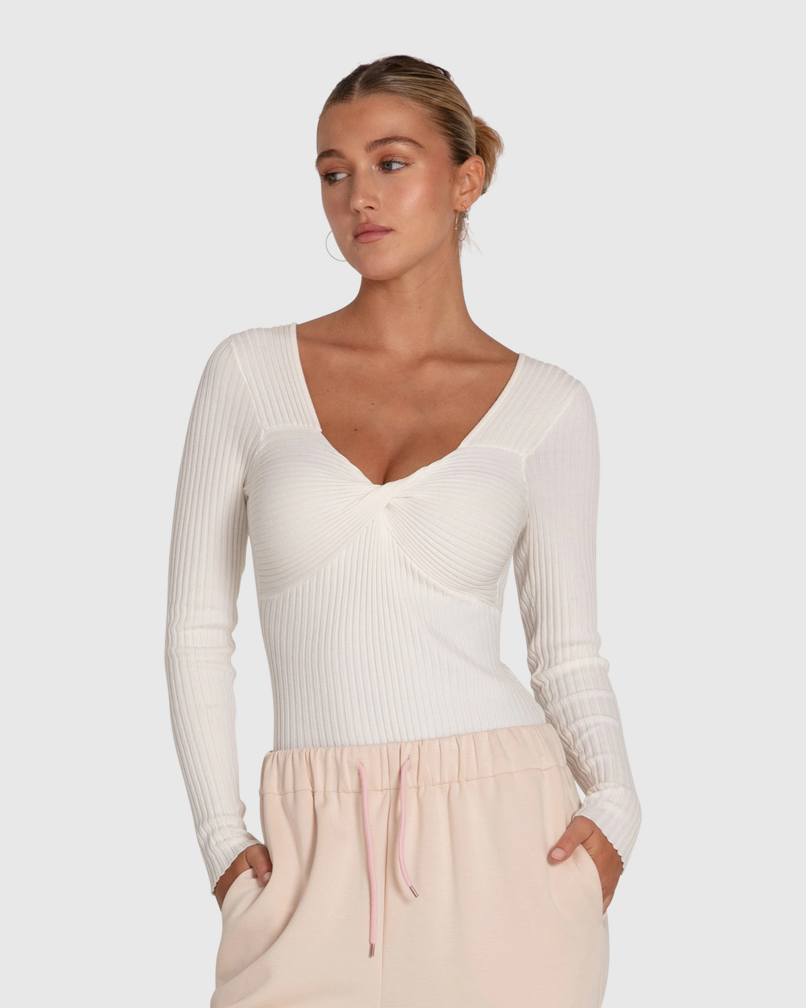 Belle & Bloom Womens Think Twice Long Sleeve Bodysuit