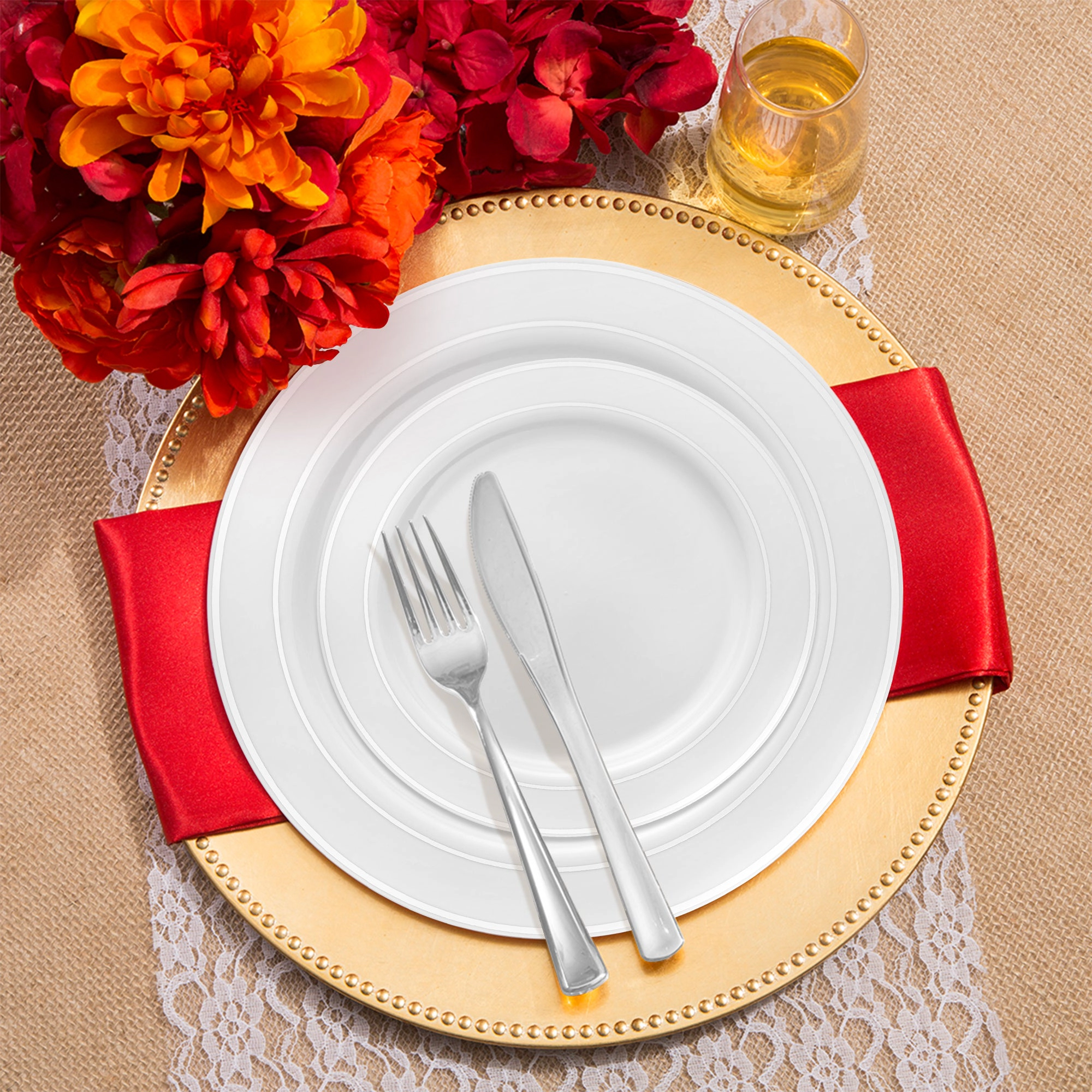 Smarty Had A Party White with Silver Edge Rim Plastic Wedding Value Set