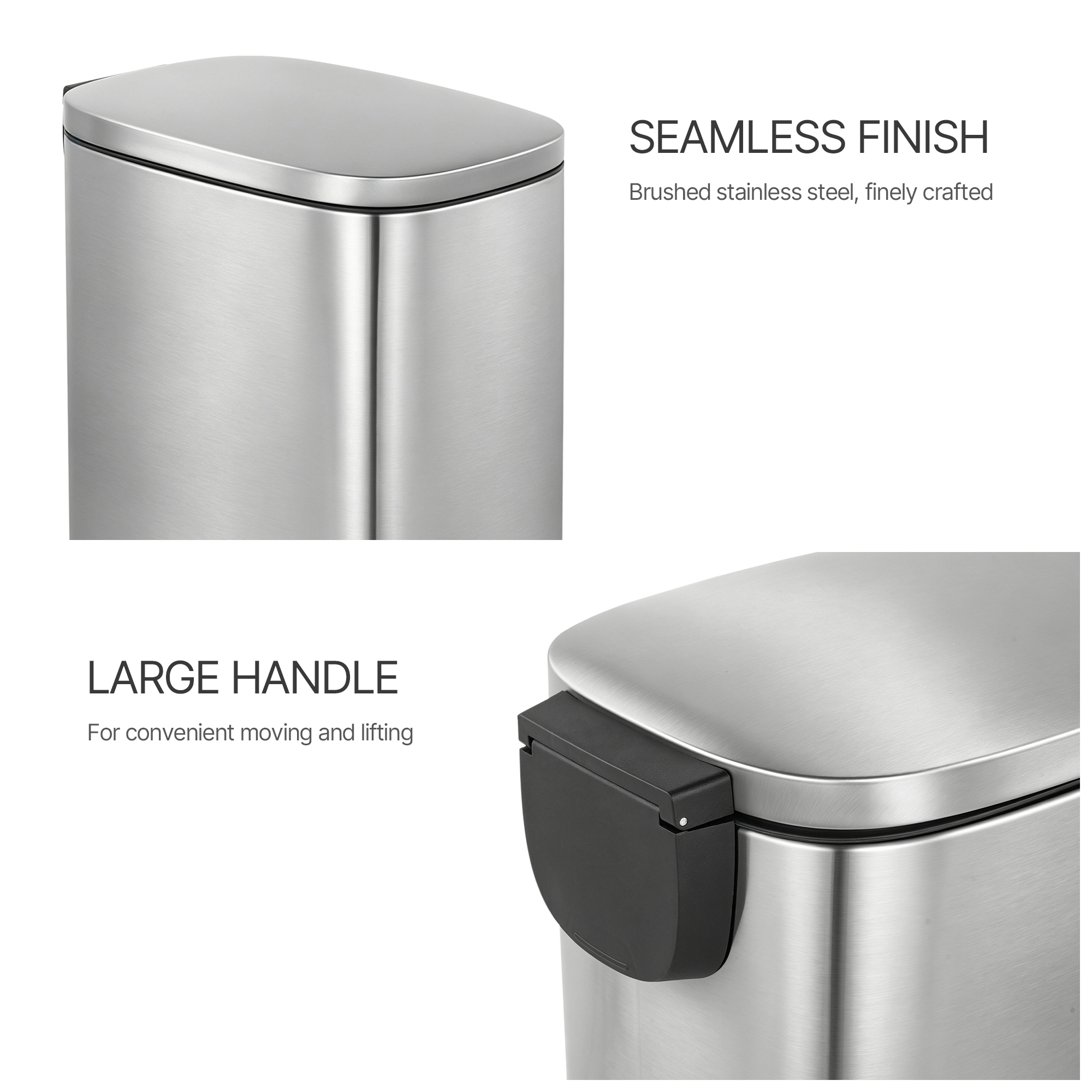 Innovaze 13 Gal./50 Liter Slim Stainless Steel Step-on Trash Can for Kitchen