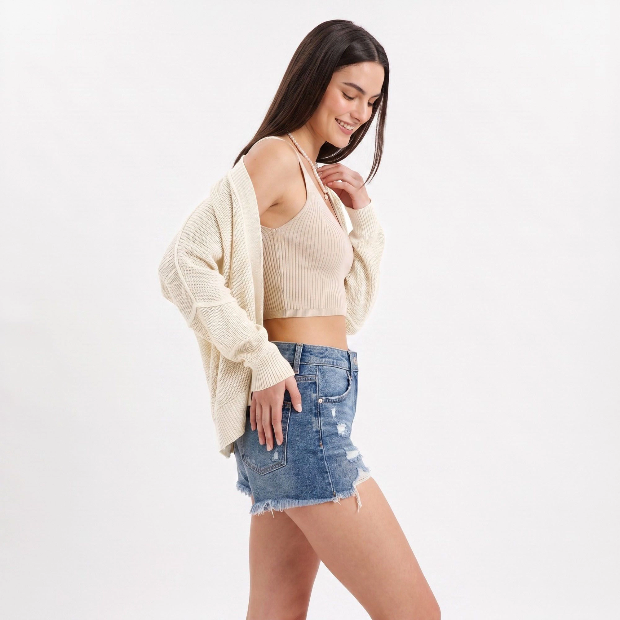 Anna-Kaci Women's Open-Front Dolman Sleeve Draped Knit Cardigan