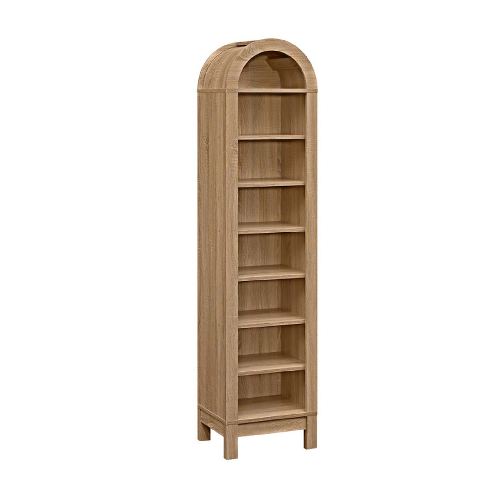 SUGIFT 8-Tier Modern Arch Bookshelf with 3 Adjustable Shelves 55-lb Per Shelf Capacity 71-in Tall Natural