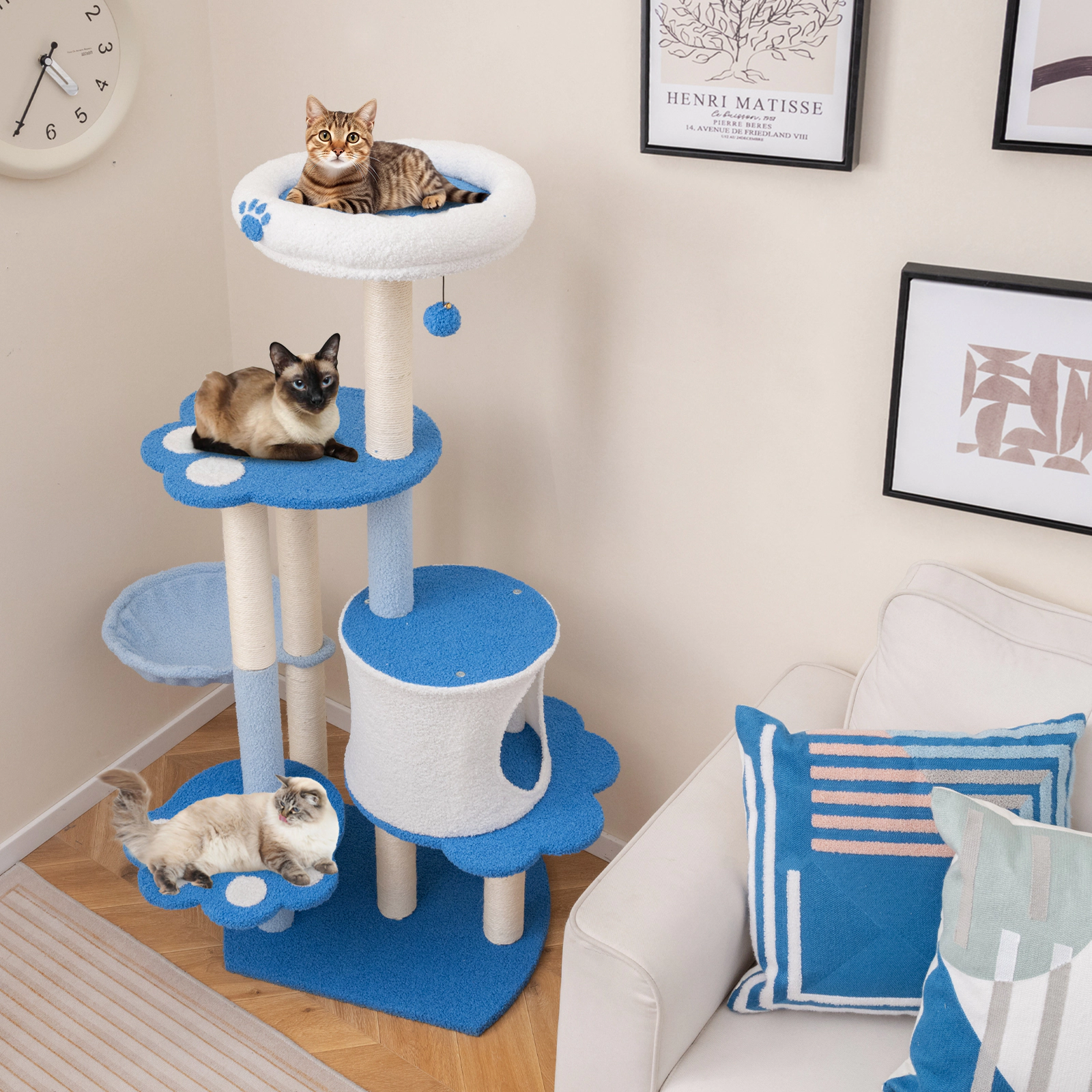 LJG 54 Inches Tall Modern Cat Tree Tower for Indoor Cats