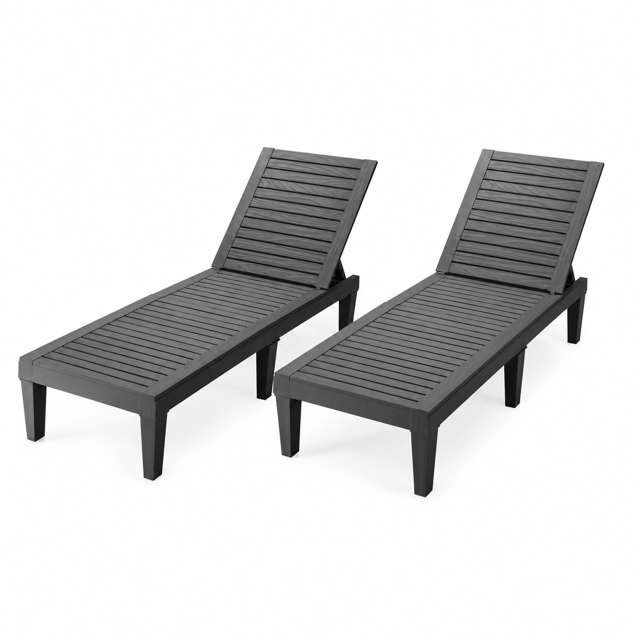 LJG Set of 2 Outdoor Chaise Lounge Chair with 5 Positions Adjustable Backrest