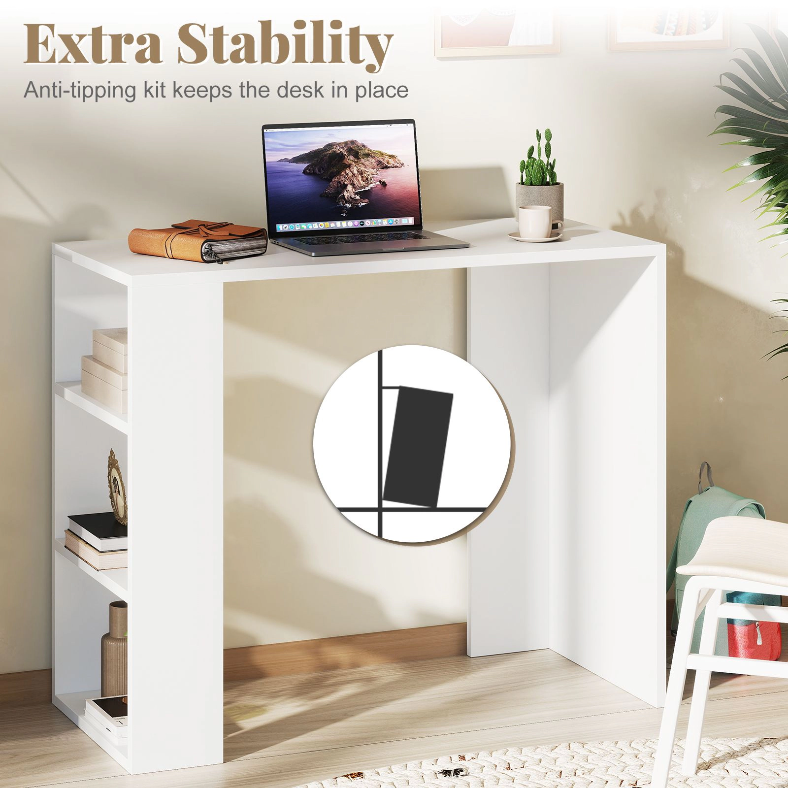 SlickBlue 36 Inch Compact Computer Desk with 3 Storage Shelves