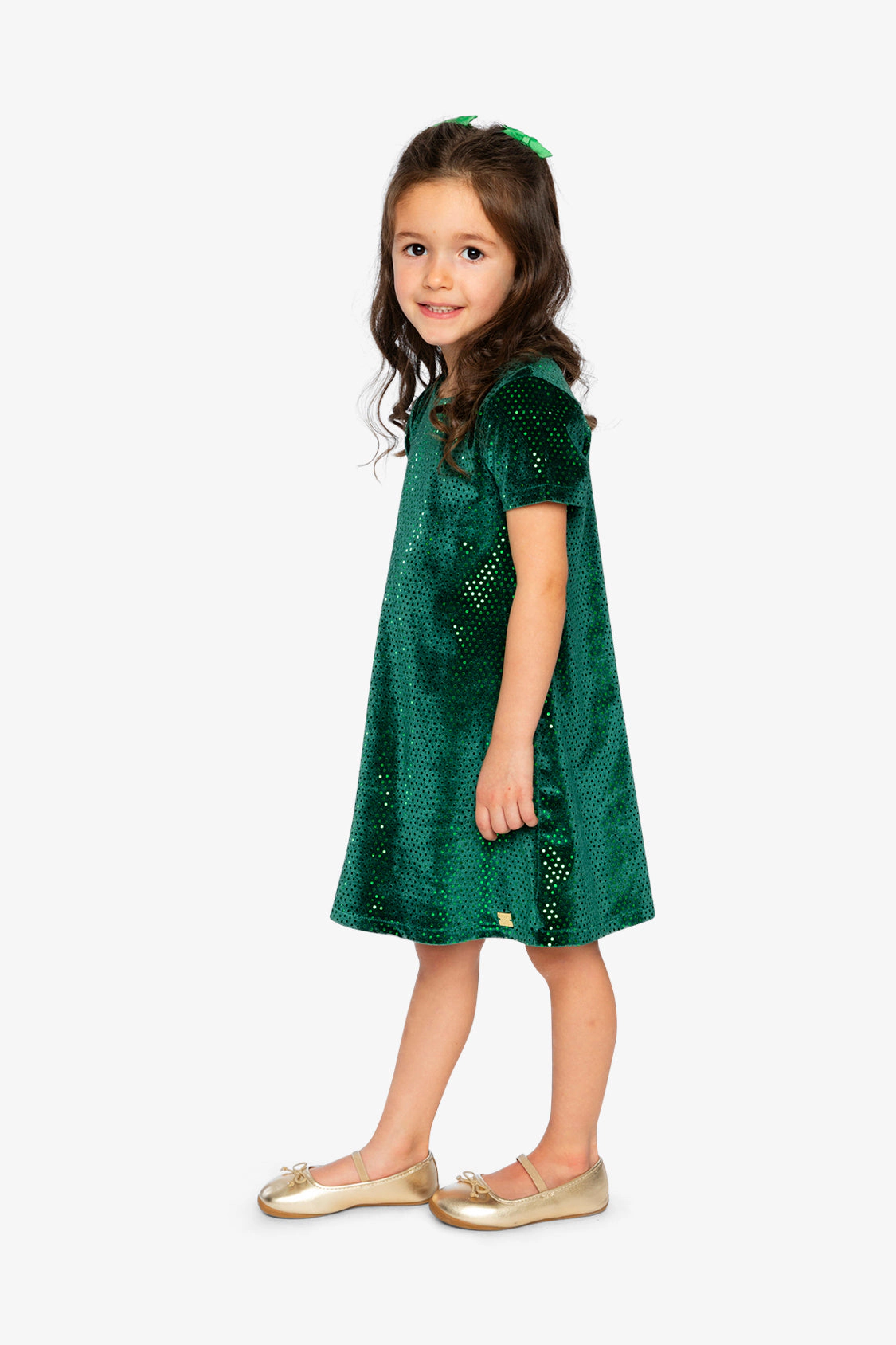 Deux par Girls Short Sleeve A-Line Velour Blend Dress