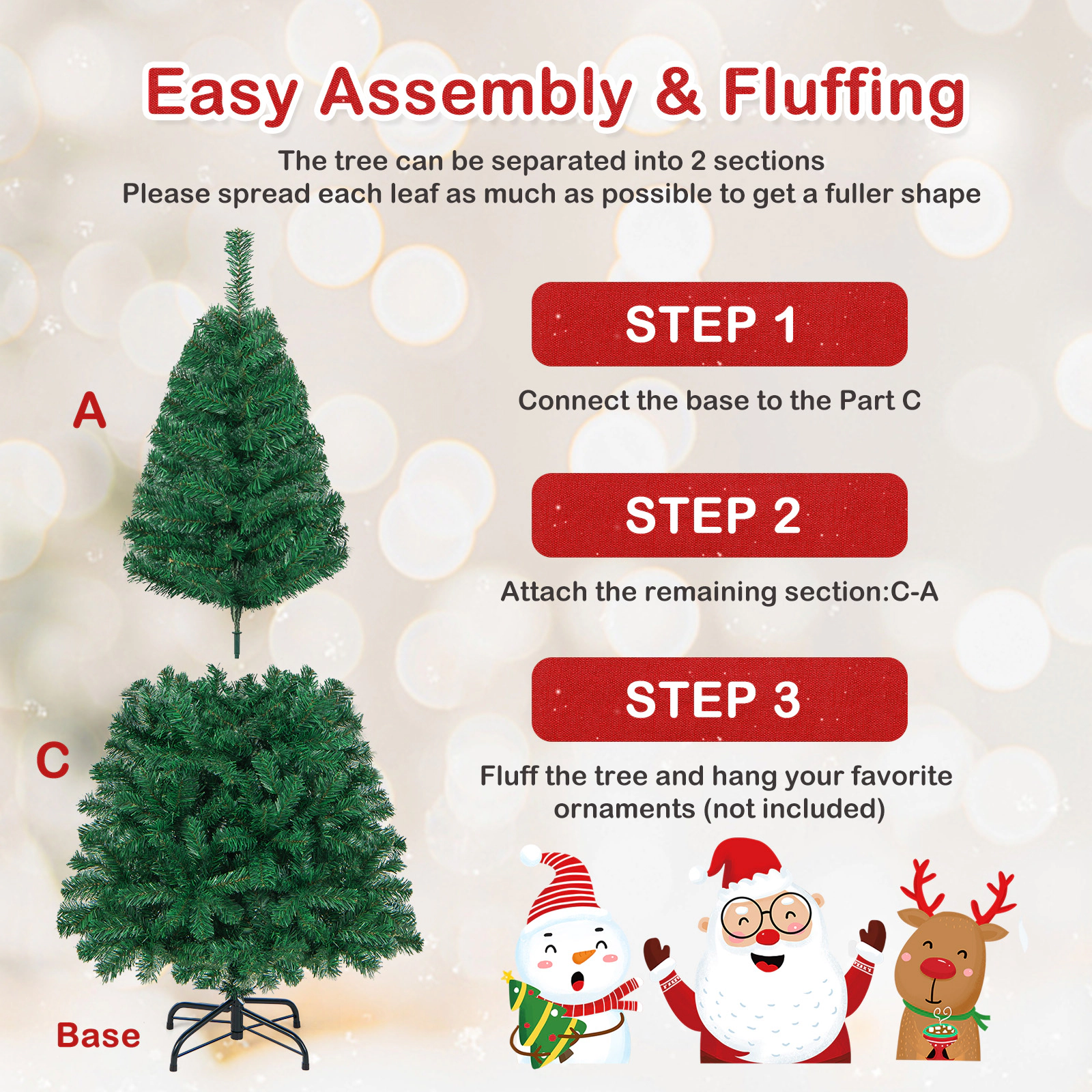 Glintex 5-Ft Artificial Christmas Tree with 350 Tips and Solid Metal Stand, Green