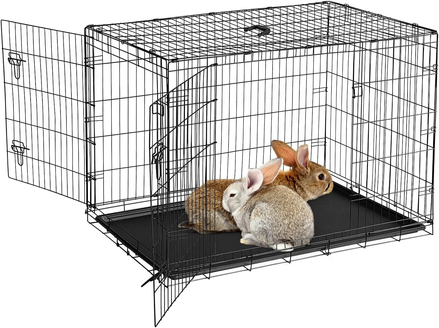 121x76.5x81cm Spacious Metal Wire Rabbit Cage, Large-Capacity Pet Enclosure for Bunny Small Animals
