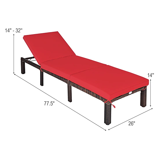 LJG Outdoor Rattan Adjustable Cushioned Chaise