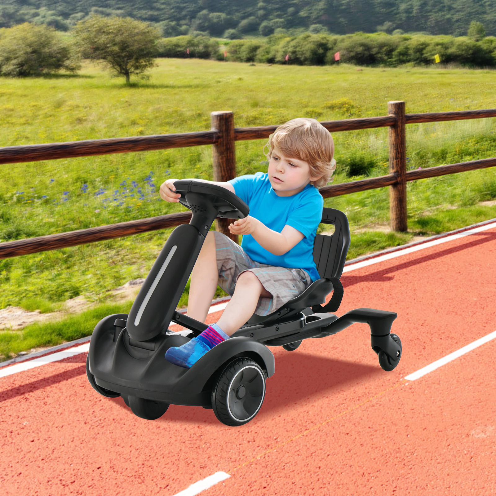 LJG 6V Kids Ride on Drift Car with 360° Spin and 2 Adjustable Heights