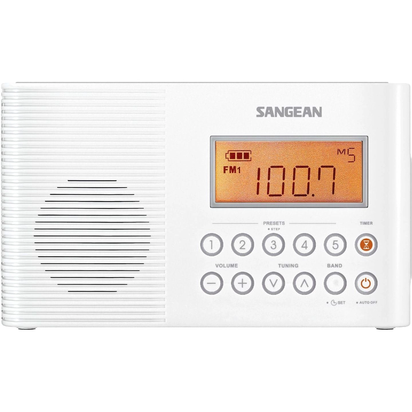 SANGEAN H201 Shower Radio AM/FM Waterproof Weather Alert - White