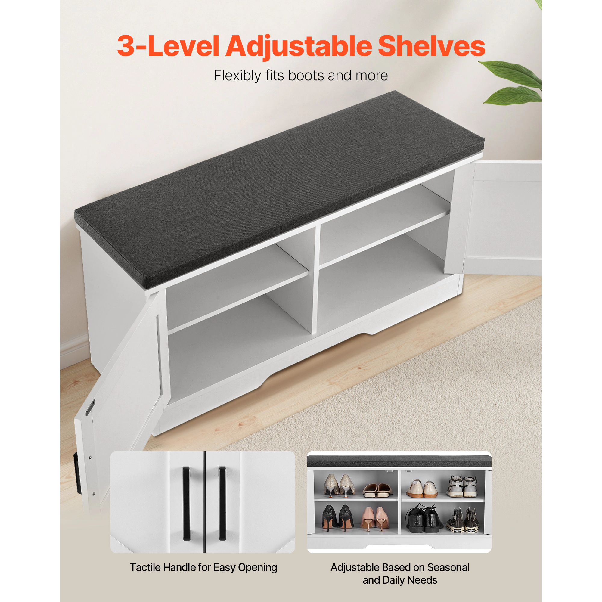 HONGGE Shoe Storage Bench for Hallway Entryway Bedroom