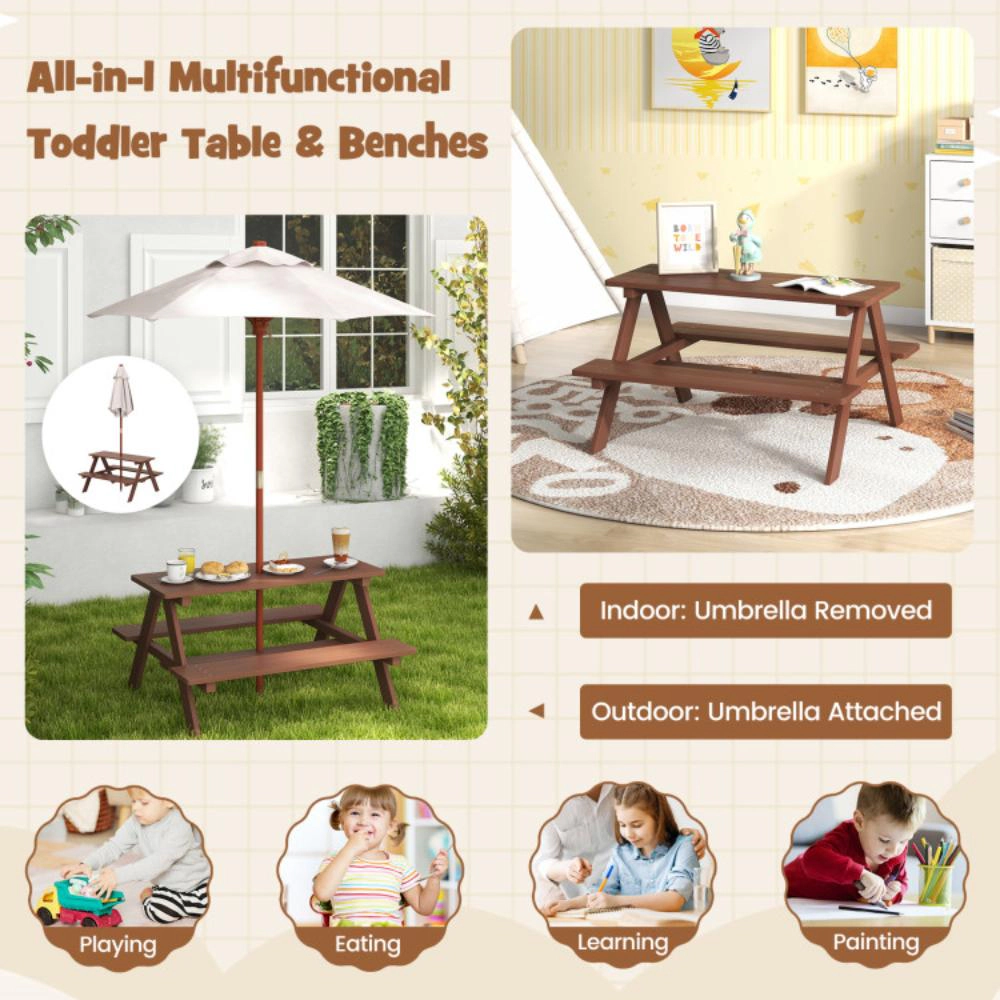 Hivvago 4 Seat Kids Picnic Table With Umbrella