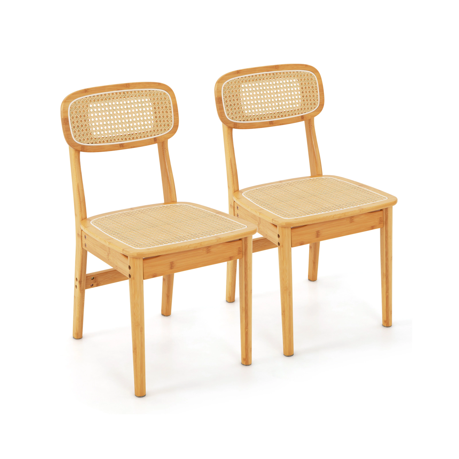 LJG Set of 2 Rattan Dining Chairs with Simulated Rattan Backrest
