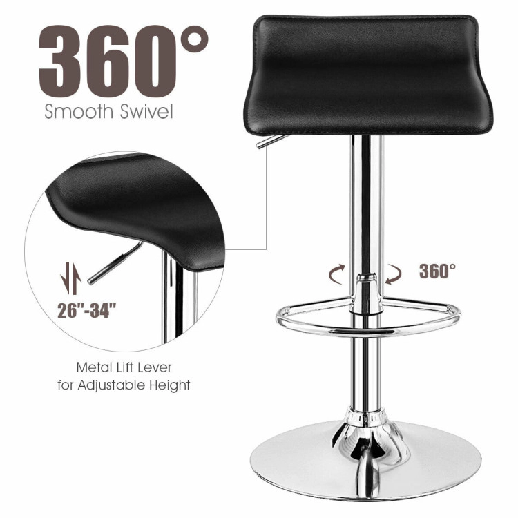 Hivvago Set of 2 Modern Adjustable Backless Bar Stools with PU Leather Seats